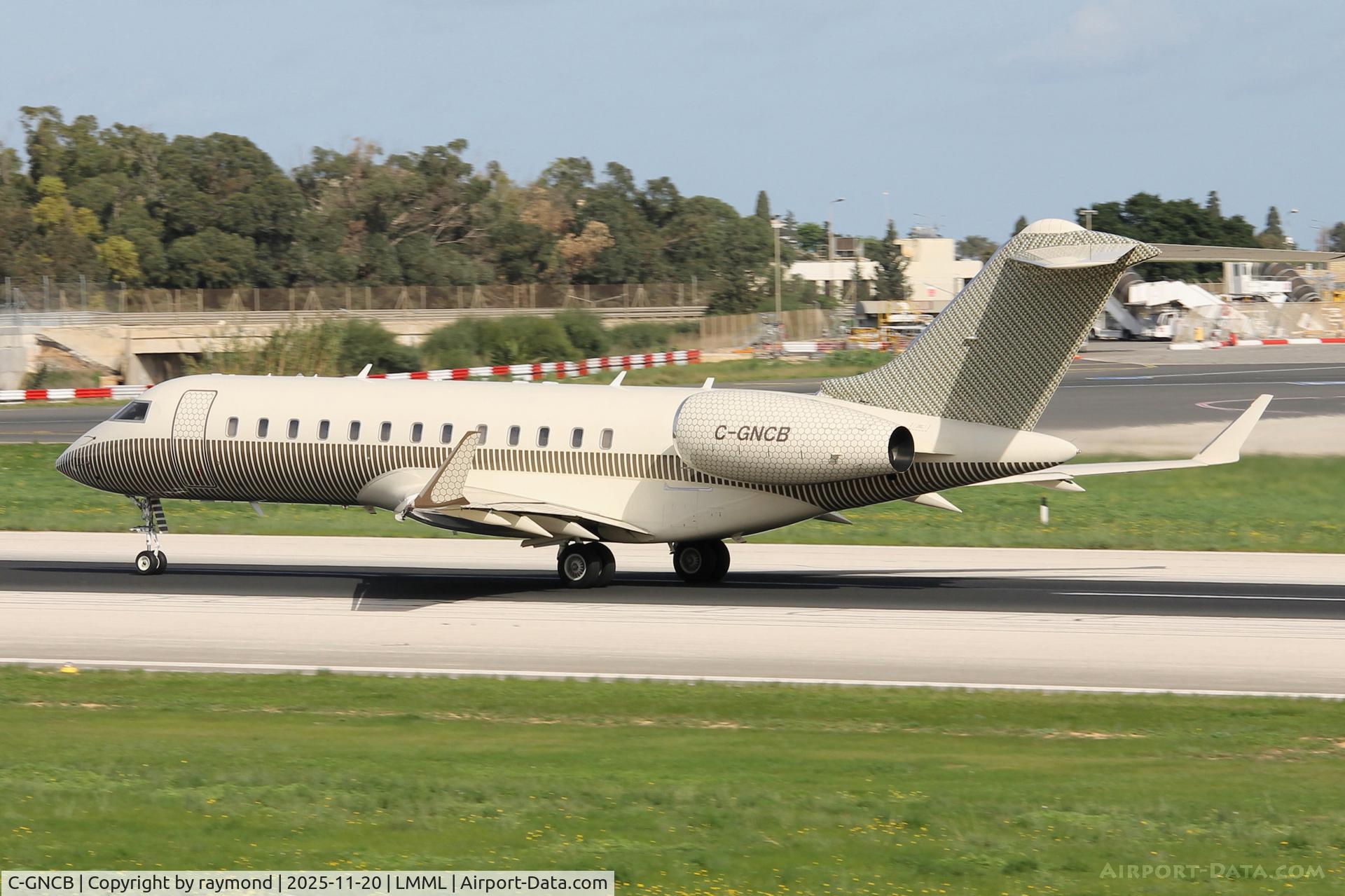 C-GNCB, 2001 Bombardier BD-700-1A10 Global Express C/N 9088, Bombardier BD-700-1A10 Global Express reg C-GNCB operated by Berkshire Securities rotating RW31 departing Malta.
