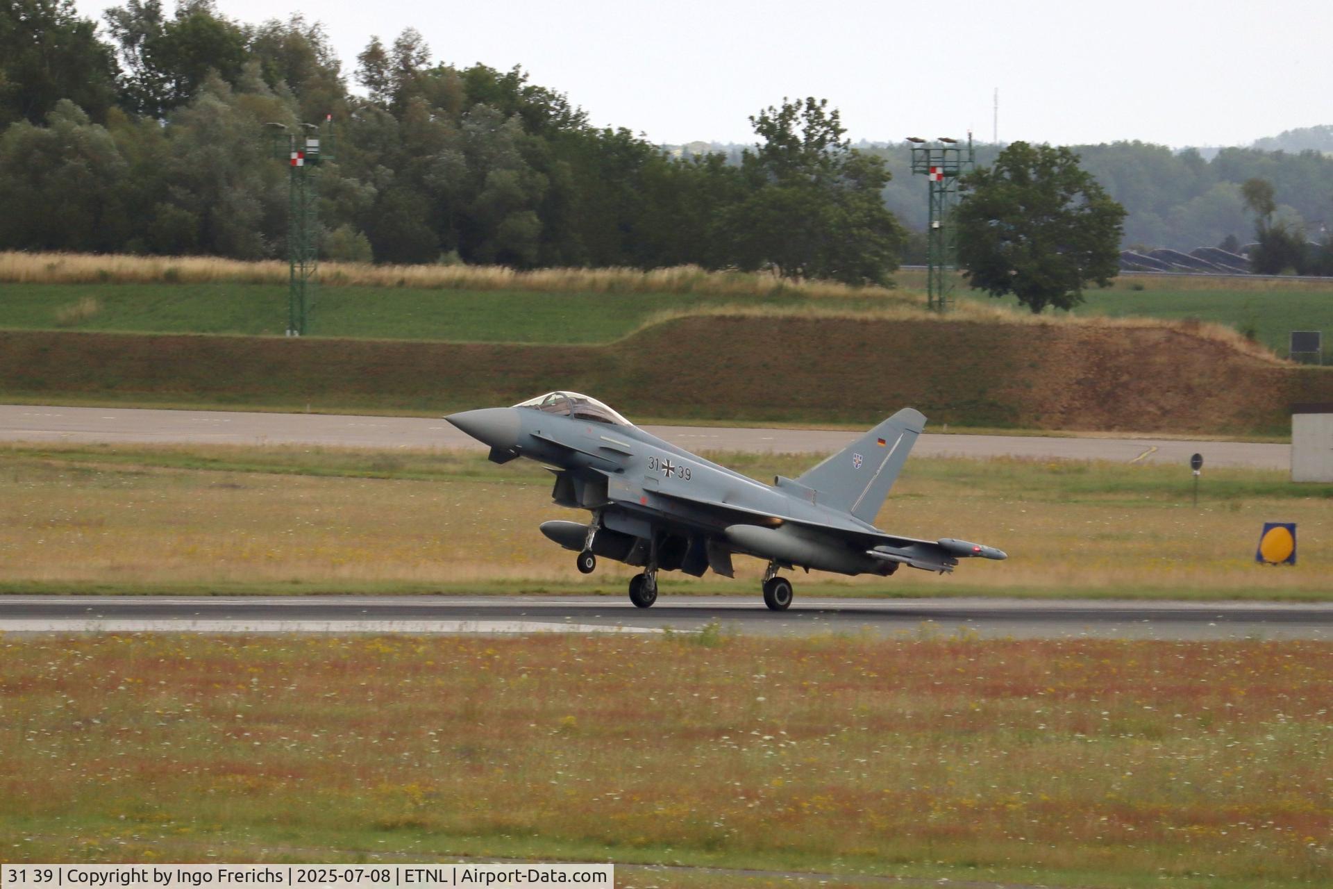 31 39, Eurofighter EF2000 Typhoon C/N GS099, GAF Eurofighter 31+39 lands at Rostock-Laage Airport.