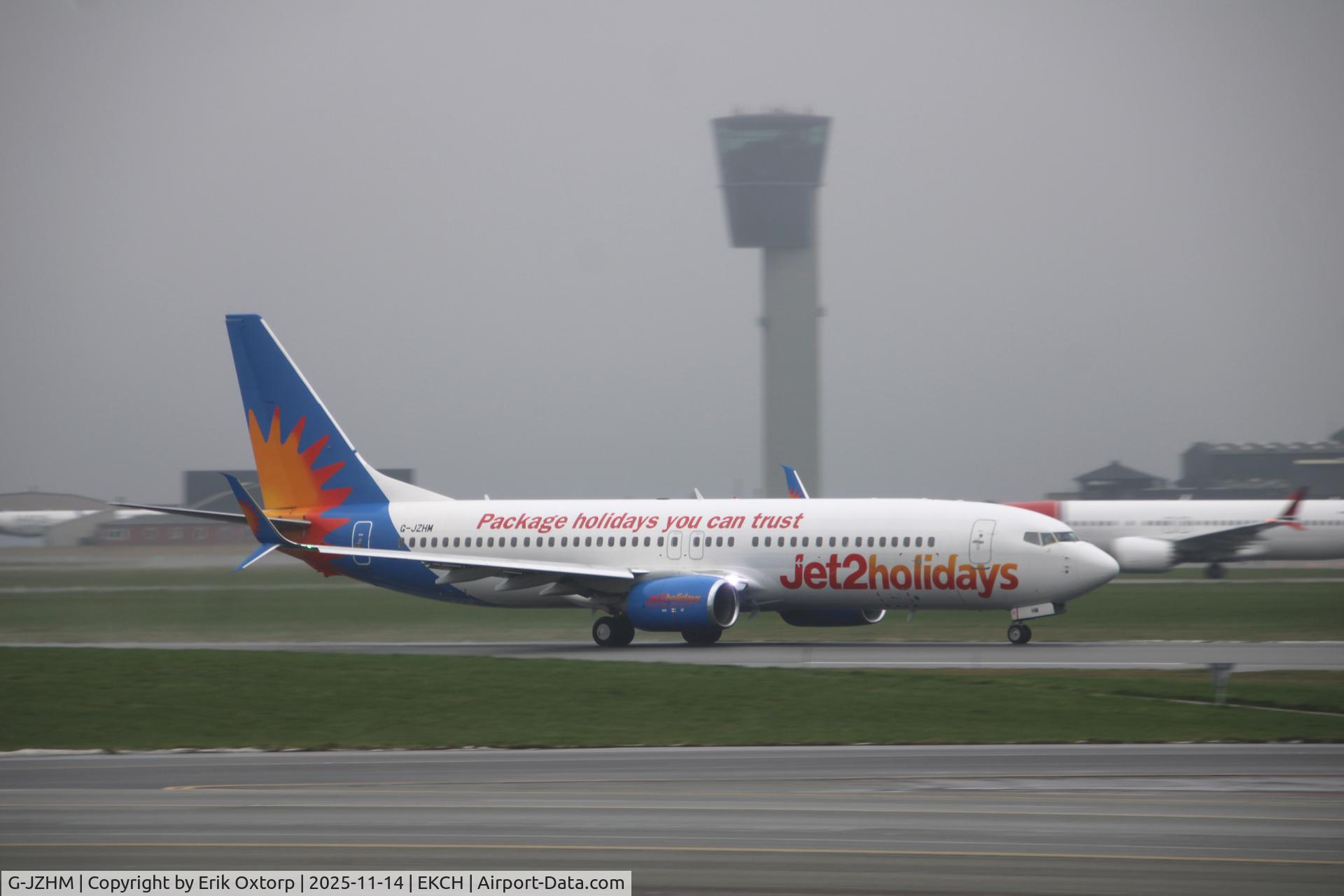 G-JZHM, 2016 Boeing 737-8MG C/N 63570, G-JZHM taking off rw 22R