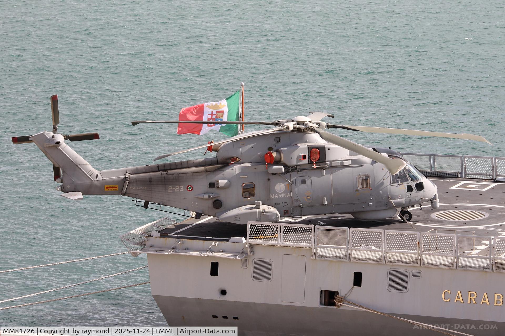 MM81726, EHI SH-101A (EH-101MP Mk110) C/N 50172, EHI SH-101A Merlin reg MM81726/2-23 of Italian Navy aboard Italian Navy Carabiniere in the Grand Harbour Malta.