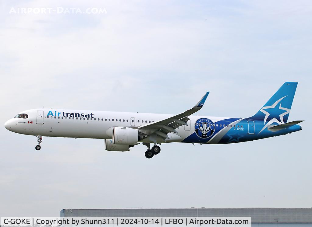 C-GOKE, 2024 Airbus A321-271NX C/N 11802, Landing rwy 14L with special logo on rear fuselage...