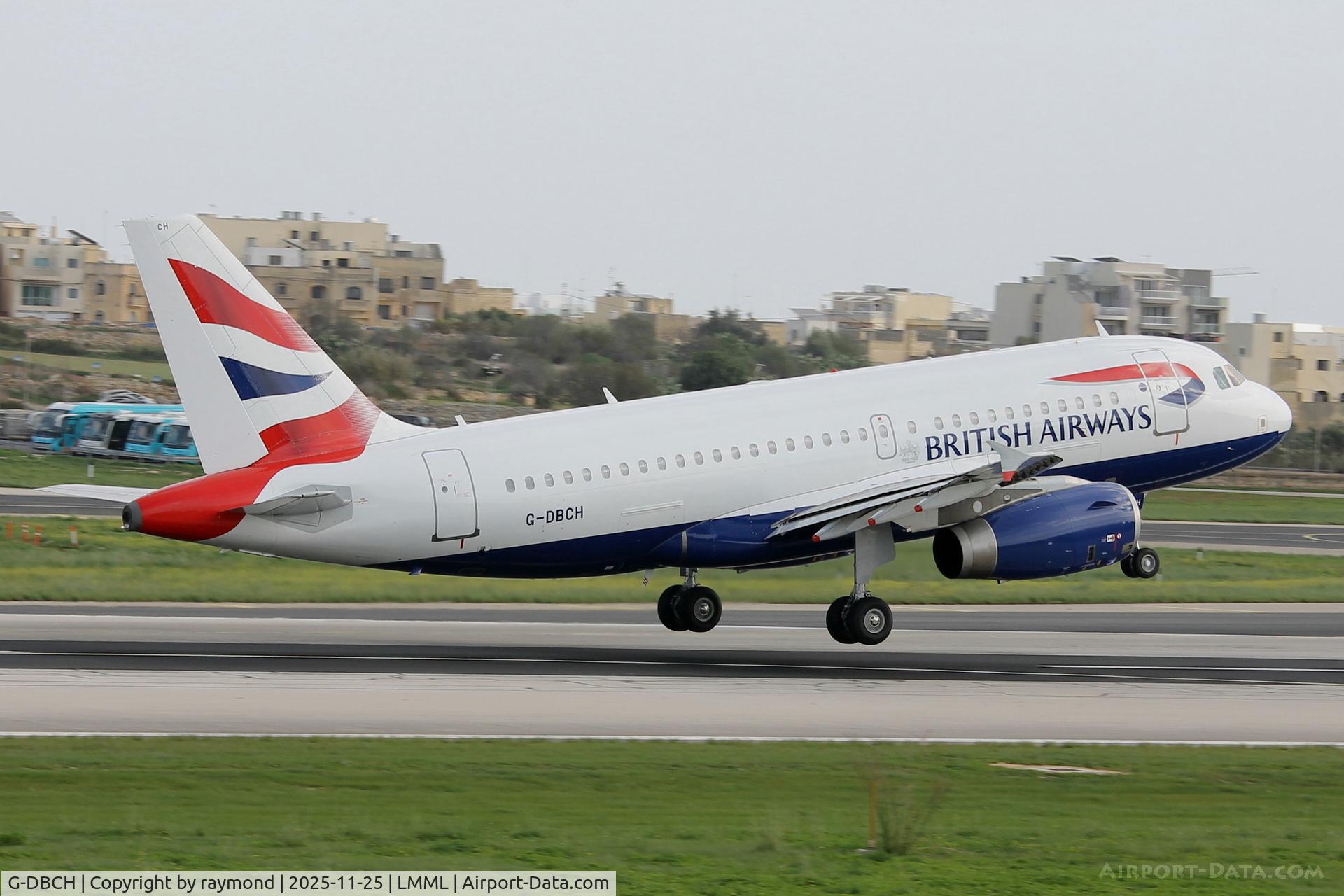 G-DBCH, 2006 Airbus A319-131 C/N 2697, British Airways Airbus A319-131 reg G-DBCH rotating RW13 departing from Malta after receiving maintenance by LT Malta.