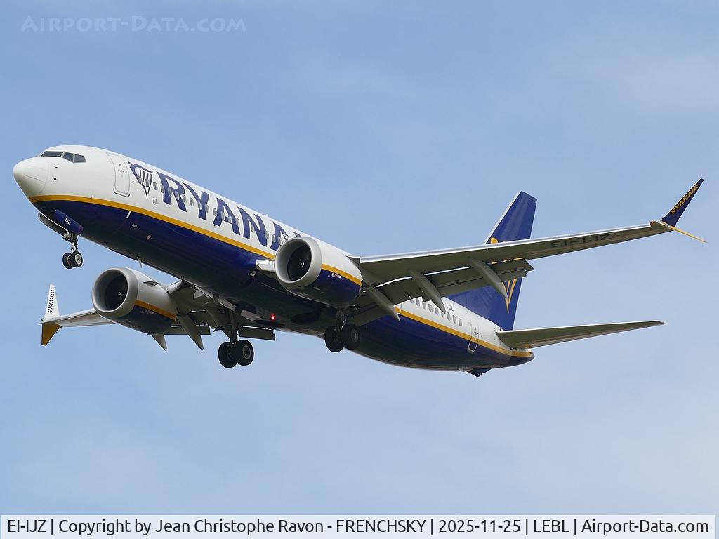 EI-IJZ, 2024 Boeing 737-8-200 Max C/N 62381, Budapest (BUD)	Barcelona (BCN)	FR8385