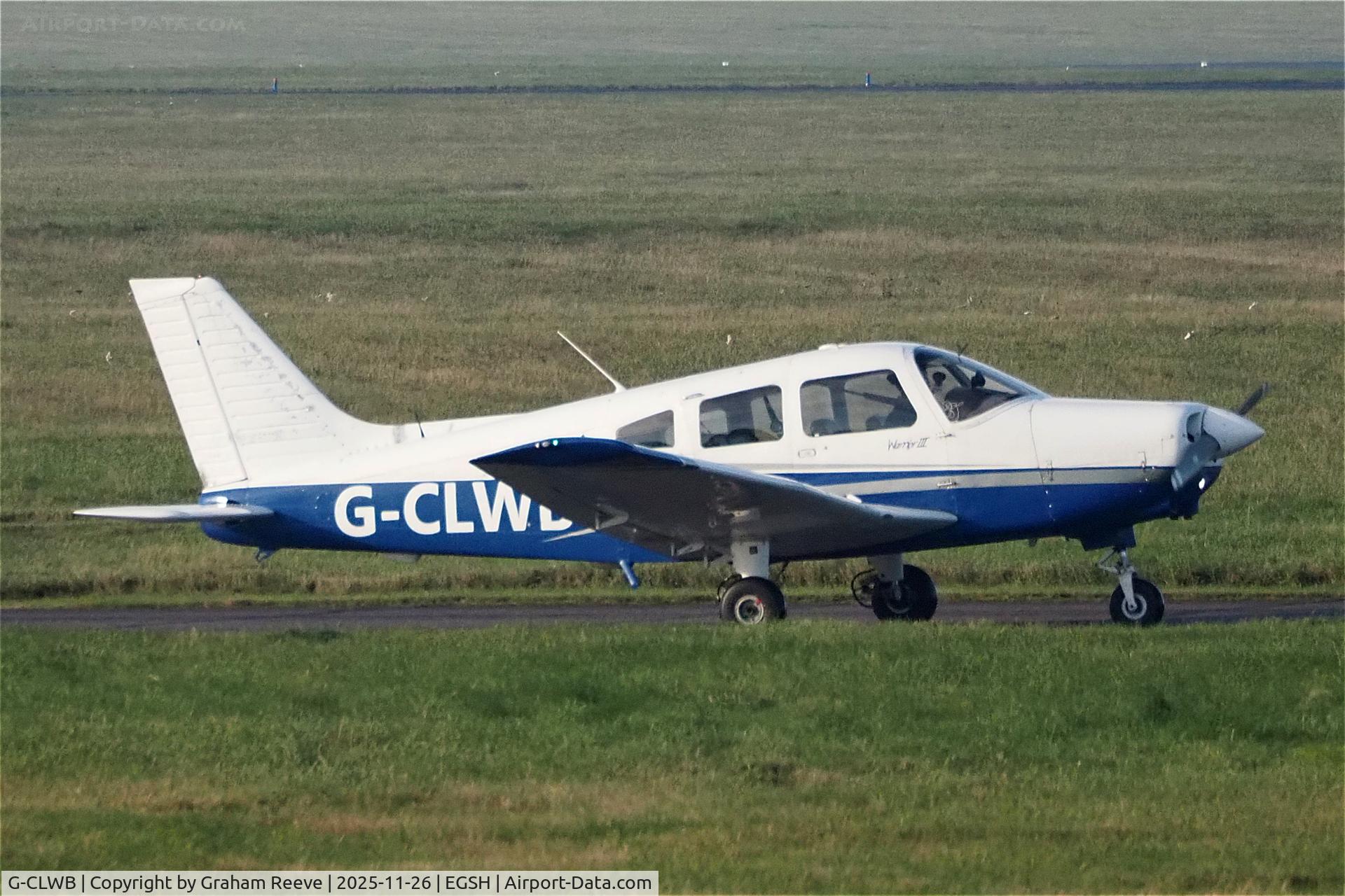 G-CLWB, 2010 Piper PA-28-161 Cherokee Warrior III C/N 2842353, Departing from Norwich.
