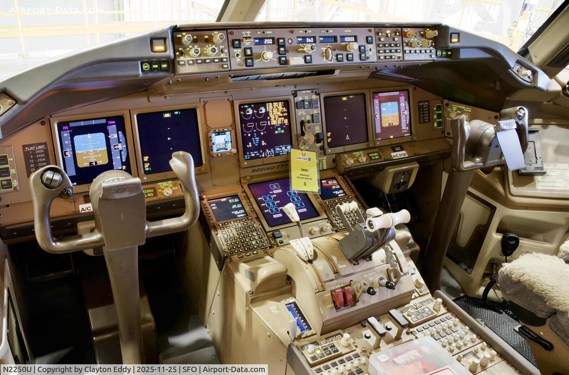 N2250U, 2019 Boeing 777-300/ER C/N 66590, Flightdeck SFO 2025