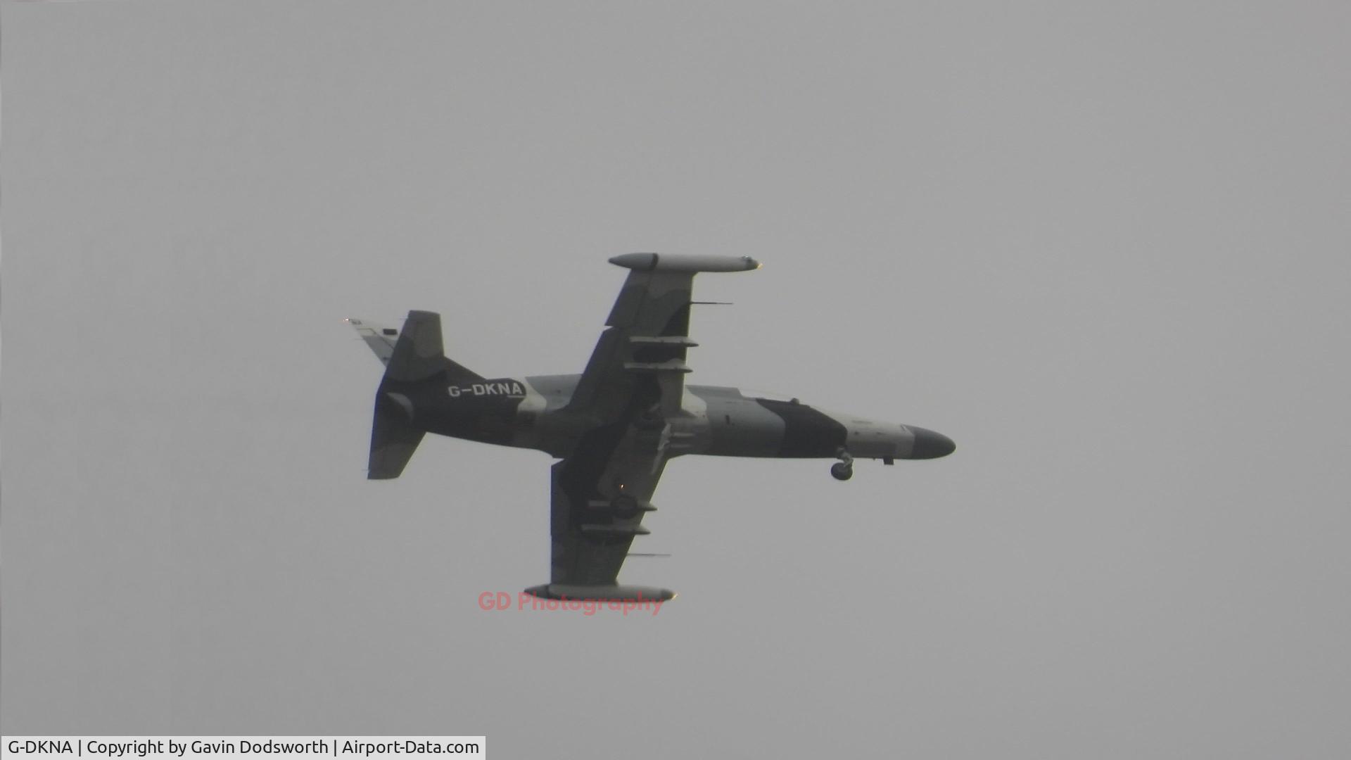 G-DKNA, 2001 Aero L-159E C/N 156034, Flying over Darlington en route into Teesside Airport.