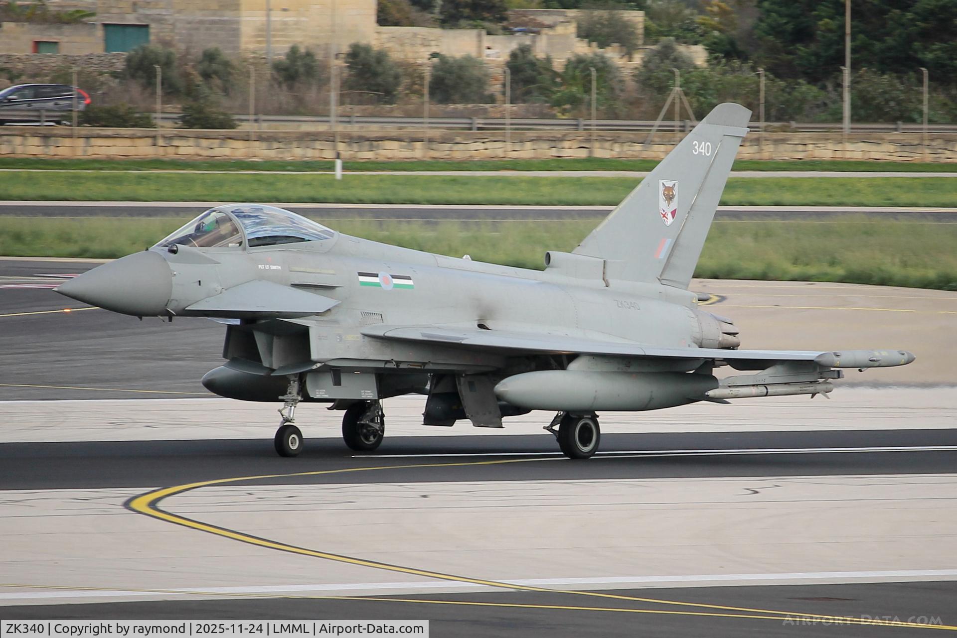 ZK340, 2013 Eurofighter EF-2000 Typhoon FGR.4 C/N BS101/369, Eurofighter EF-2000 Typhoon FGR.4 reg ZK340 of 12Sqn Royal Air Force just landed on RW31 arriving from RAF Coningsby for a night stop.