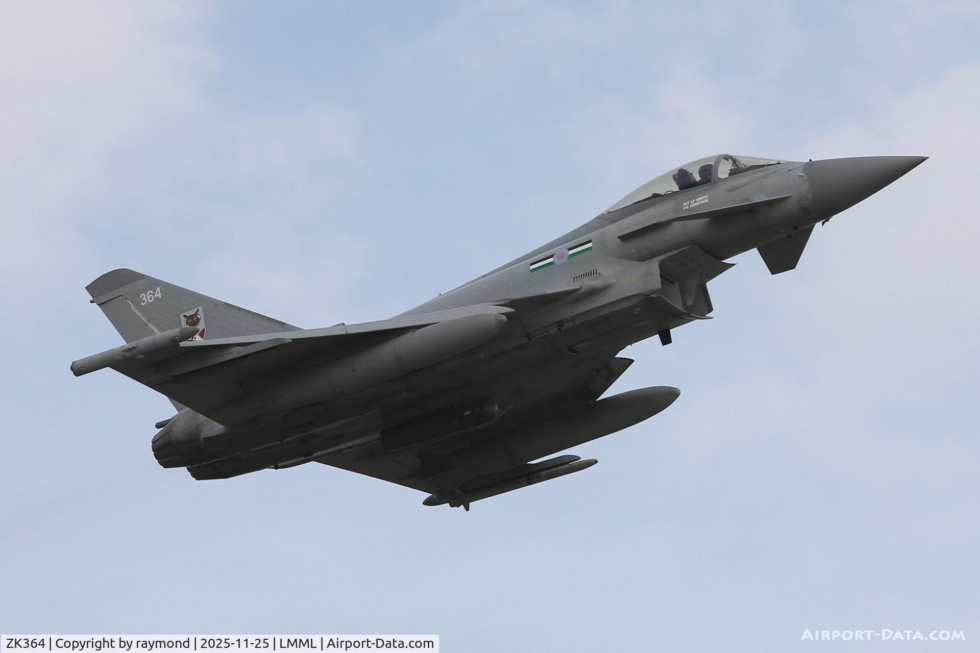 ZK364, 2014 Eurofighter EF-2000 Typhoon FGR.4 C/N BS125/449, Royal Air Force Eurofighter EF-2000 Typhoon FGR.4 reg ZK364/364 departing RW13 enroute to the Middle East.