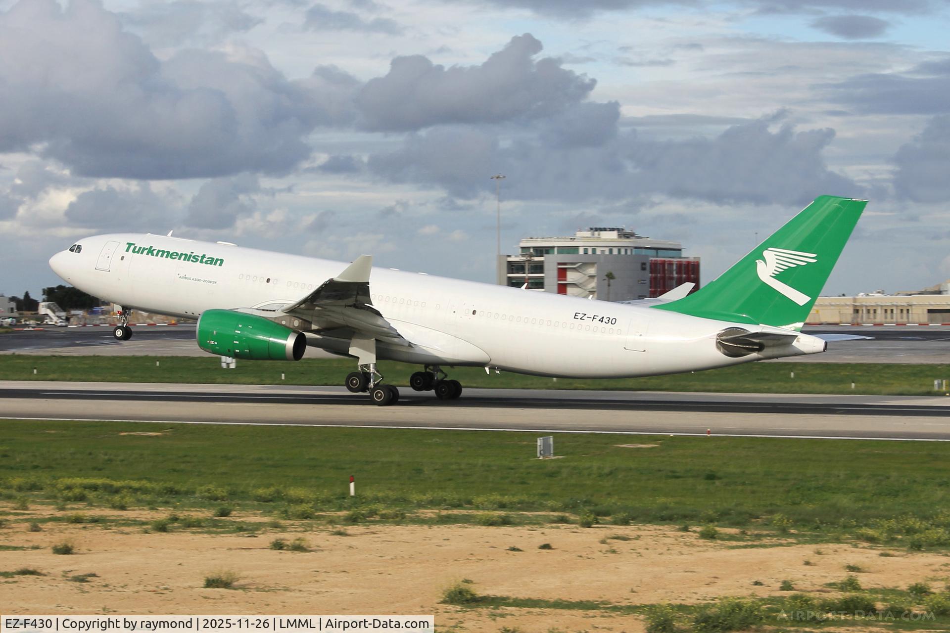 EZ-F430, Airbus A330-243(P2F) C/N 815, Turkmenistan Airlines Airbus A330-243(P2F) reg EZ-F430 rotating RW31 on departure from Malta.