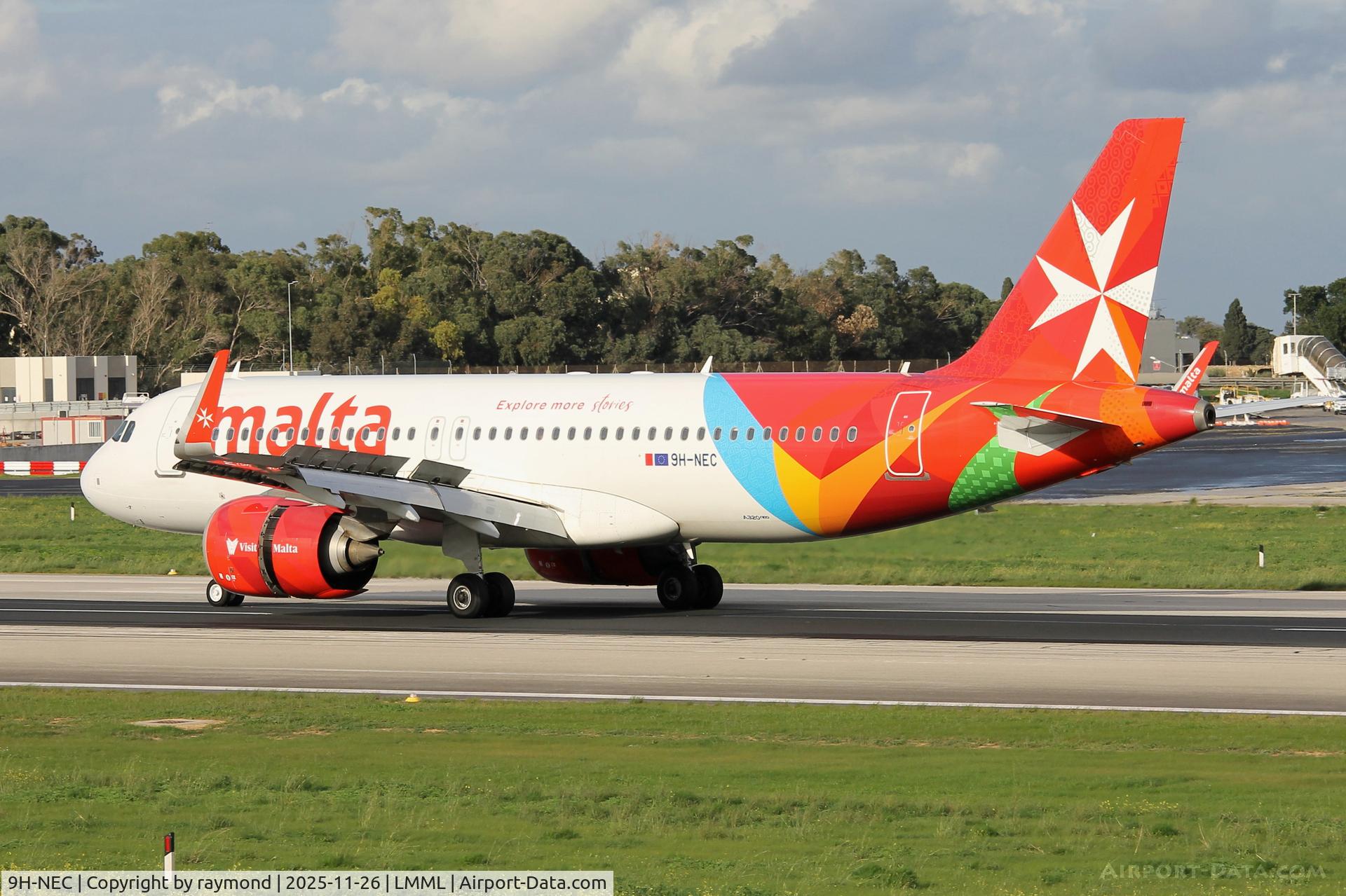 9H-NEC, 2019 Airbus A320-251N C/N 9049, KM Malta Airlines Airbus A320-251N reg 9H-NEC on the main runway, slowing down after landing on RW31 in Malta.