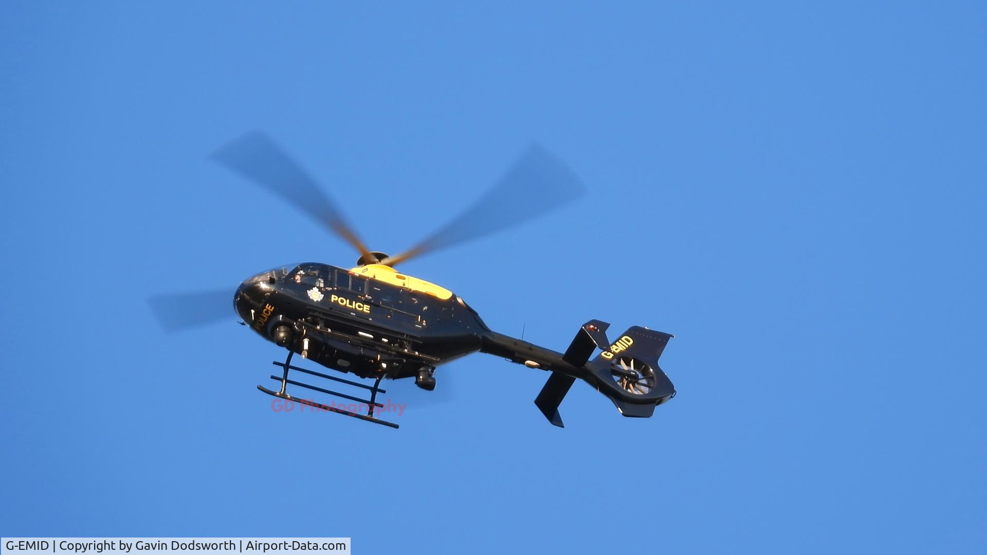 G-EMID, 2006 Eurocopter EC-135P-2+ C/N 0524, Assisting Durham Constabulary with an incident in Darlington. 