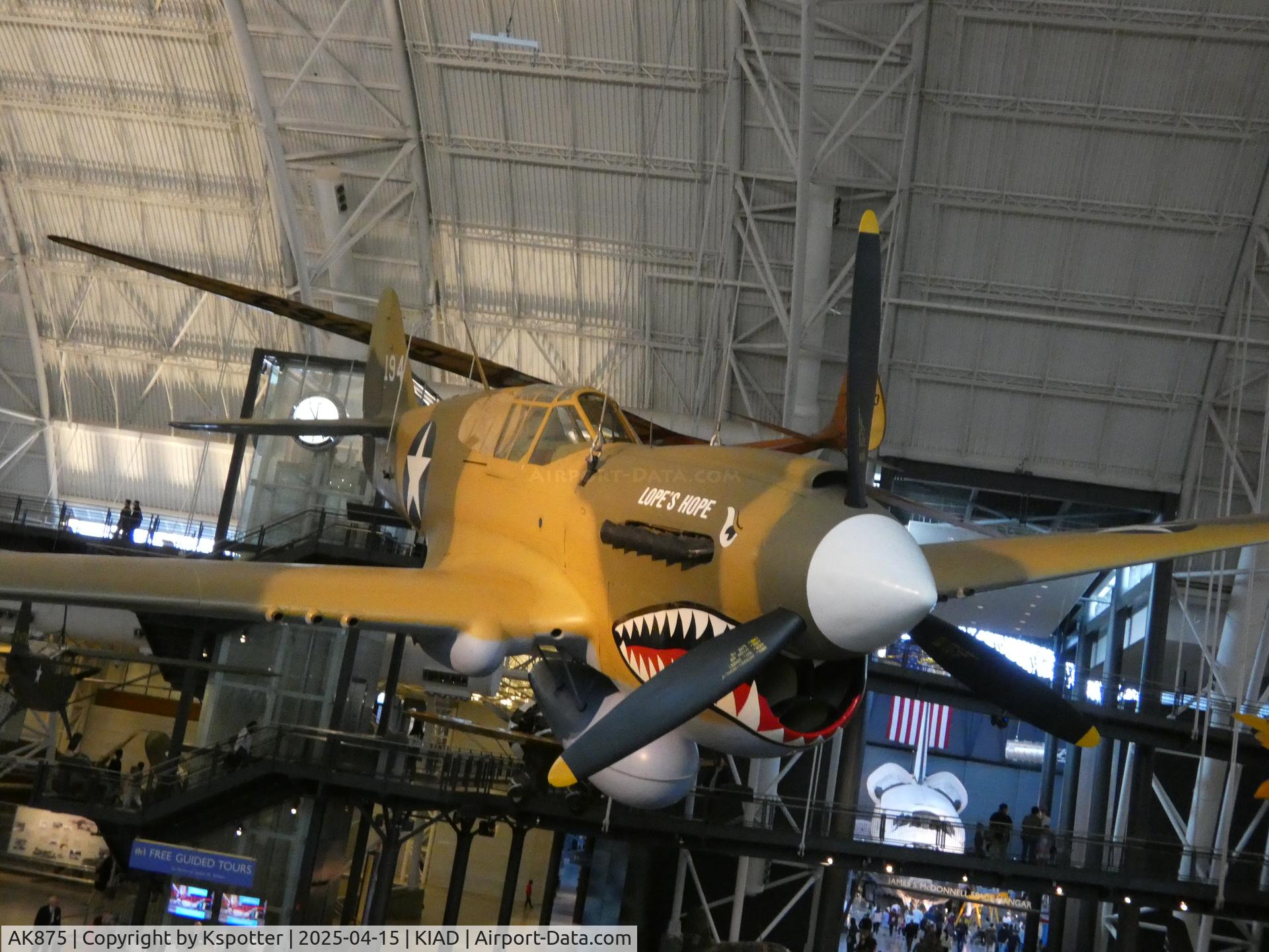 AK875, 1942 Curtiss P-40E Kittyhawk 1A C/N 15349, Lope's Hope