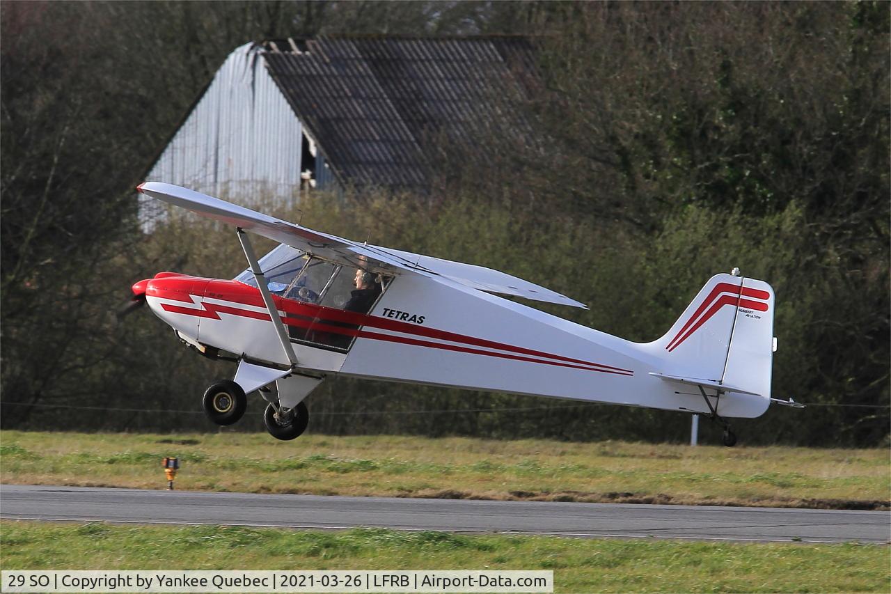 29 SO, Humbert Tétras 912BS C/N Not found 29 SO, Landing rwy 25L, Brest-Bretagne airport (LFRB-BES)