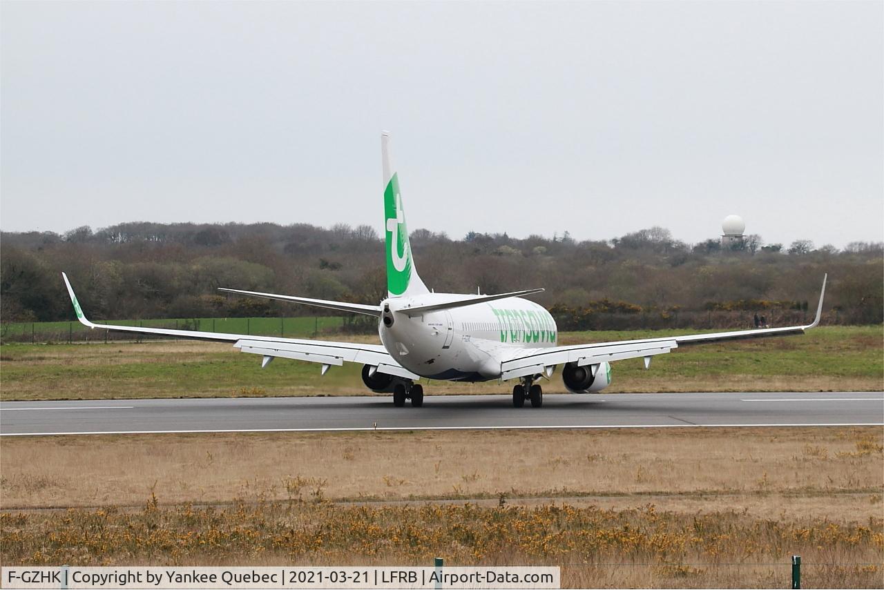 F-GZHK, 2014 Boeing 737-8K2 C/N 37790, U-Turn rwy 25L, Brest-Bretagne airport (LFRB-BES)