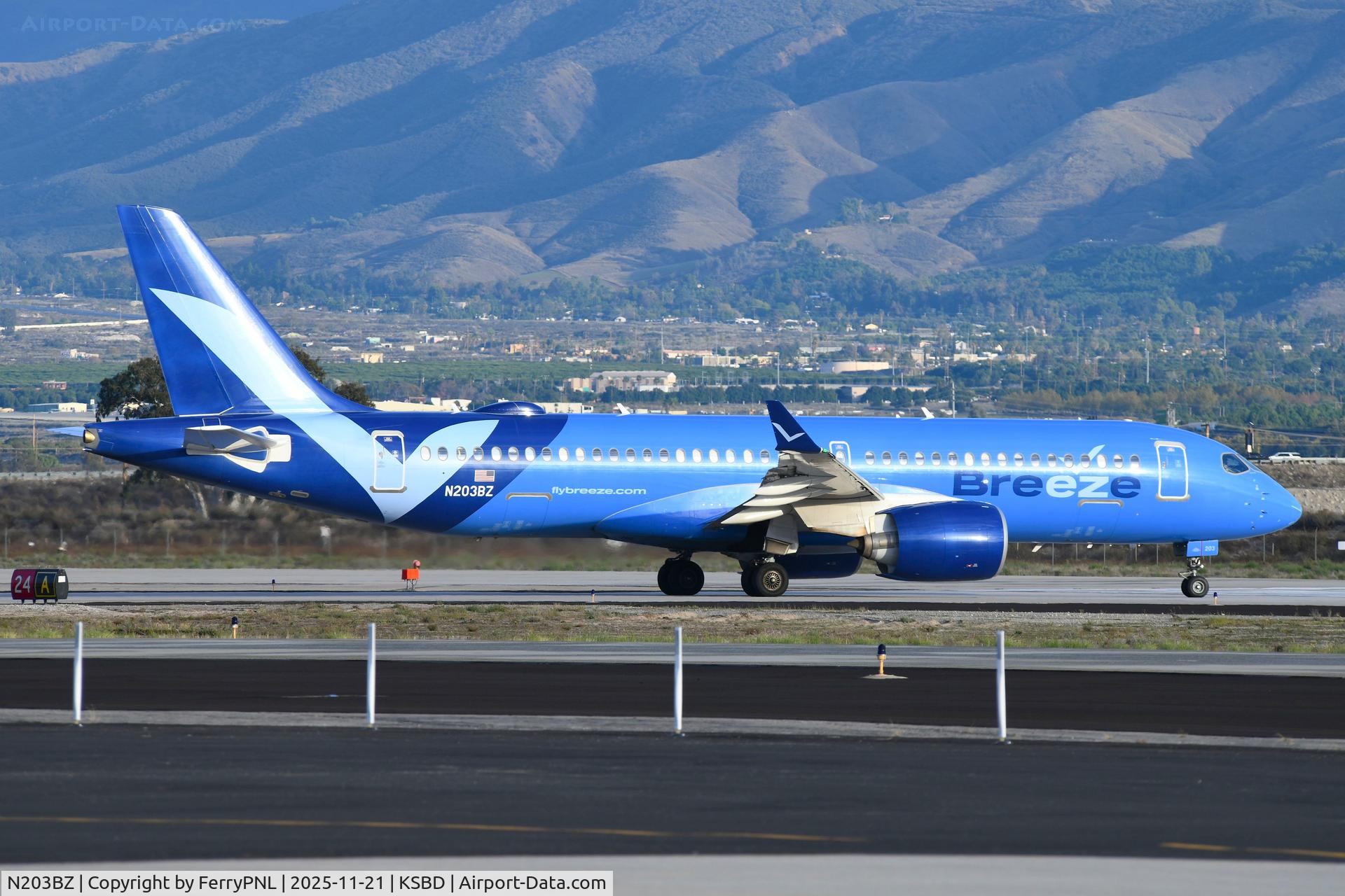 N203BZ, 2021 Airbus A220-300 C/N 55128, Breeze operates regular services with A223 into SBD