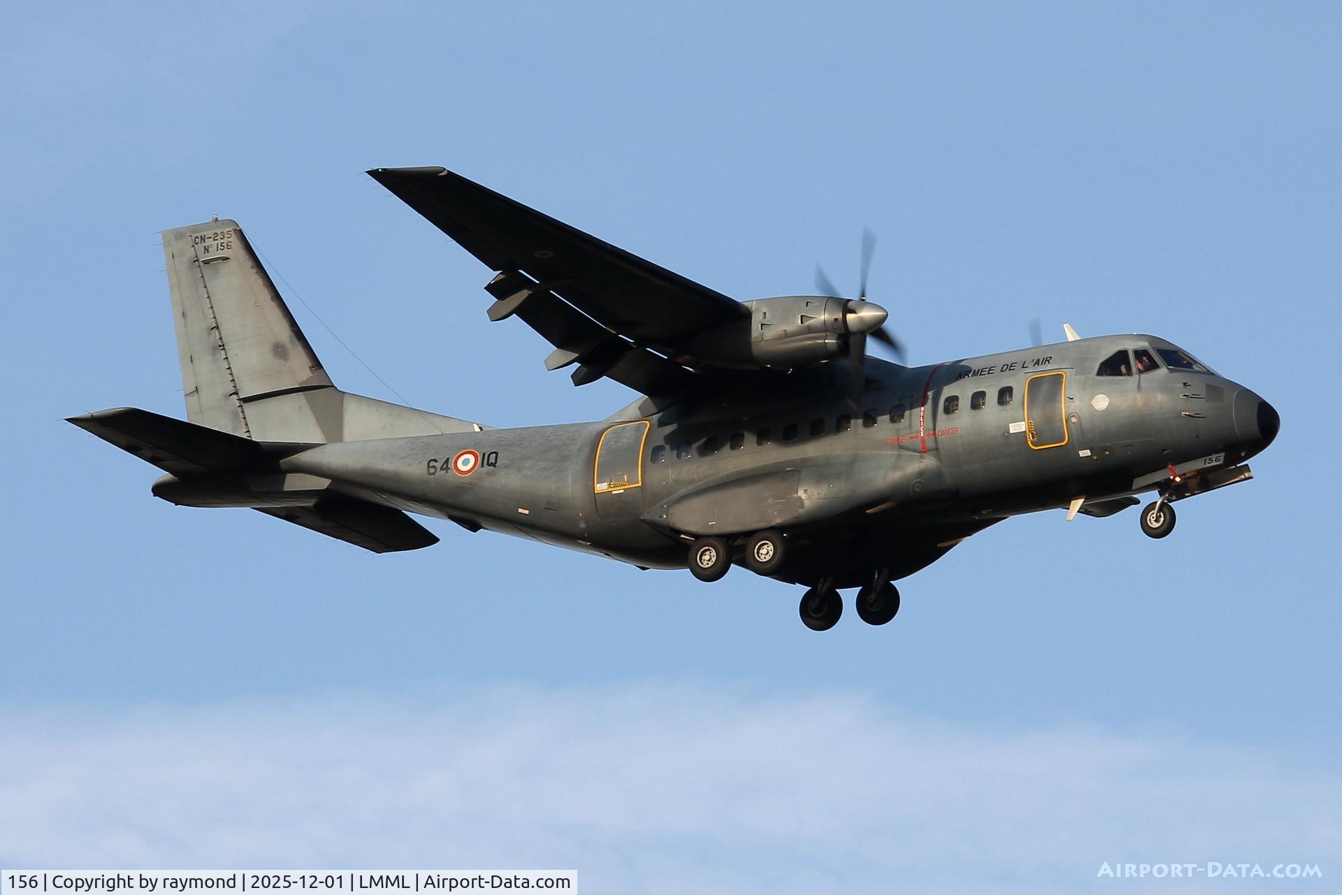 156, 2002 Airtech CN-235-200M C/N C156, Airtech CN-235-200M 156/64-IQ of French Air Force landing in Malta, seen here on final approach for RW13 for an over night stop.