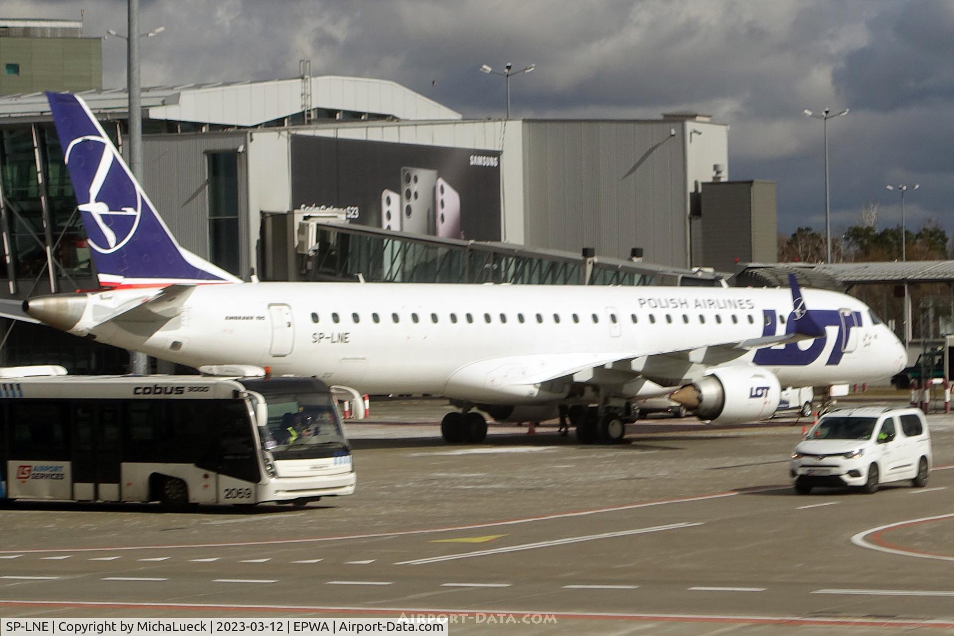 SP-LNE, 2012 Embraer 195LR (ERJ-190-200LR) C/N 19000583, at Warsaw