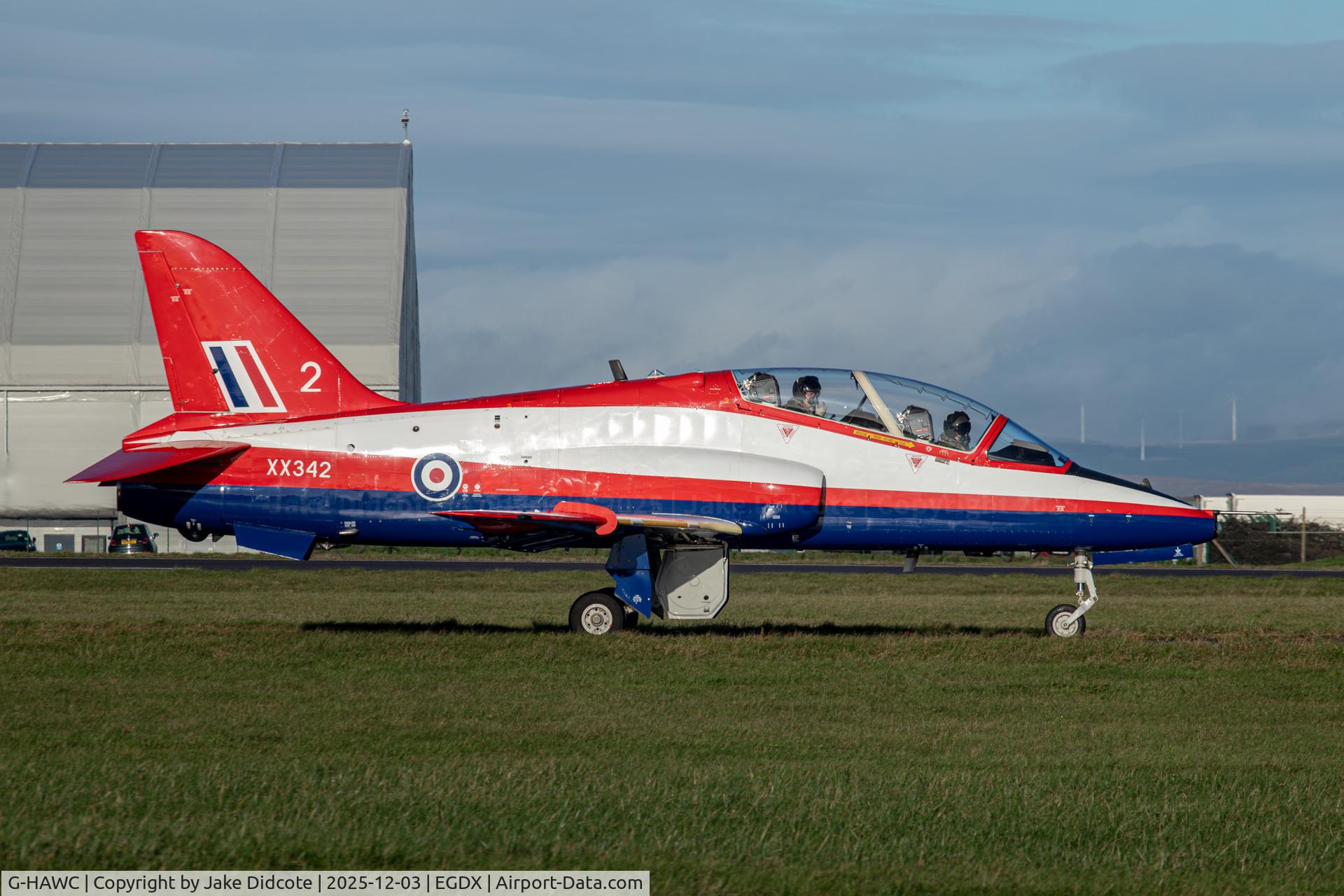 G-HAWC, 1981 Hawker Siddeley Hawk T.1 C/N 191/312166, Taxiing back after conducting a local sortie over Port Talbot/Swansea Area.
