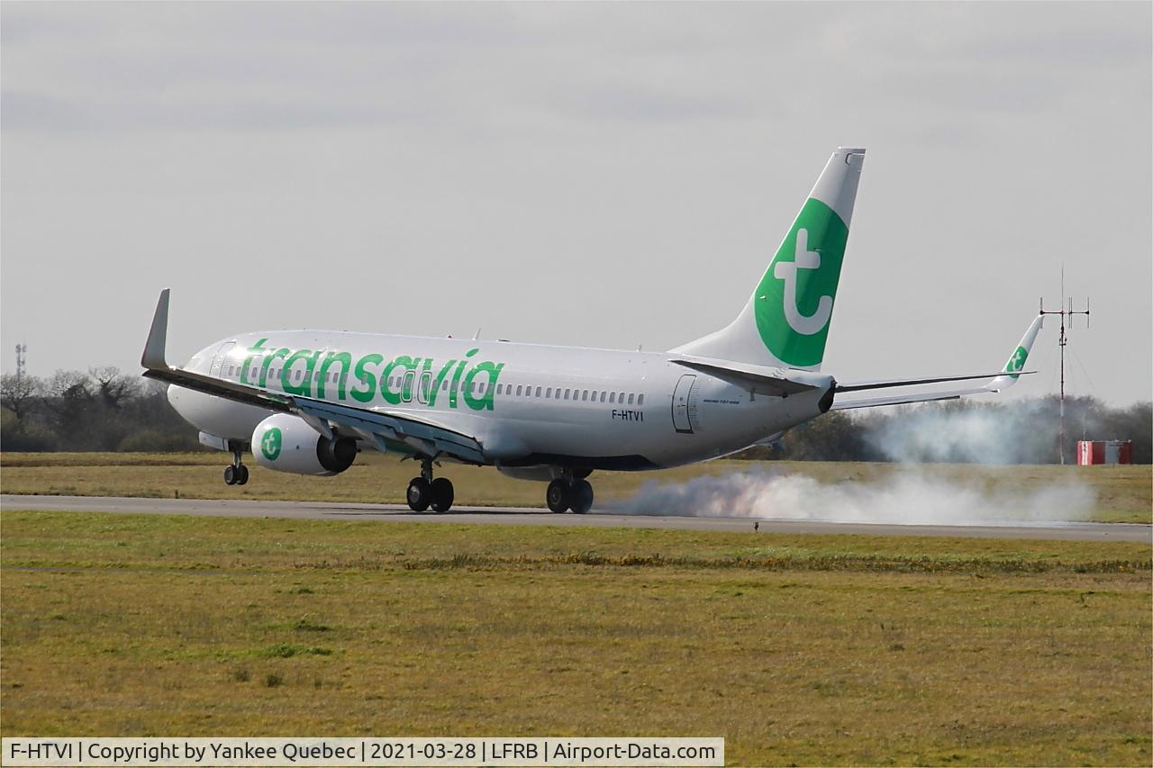 F-HTVI, 2018 Boeing 737-8K2 C/N 62164, Landing rwy 25L, Brest-Bretagne airport (LFRB-BES)