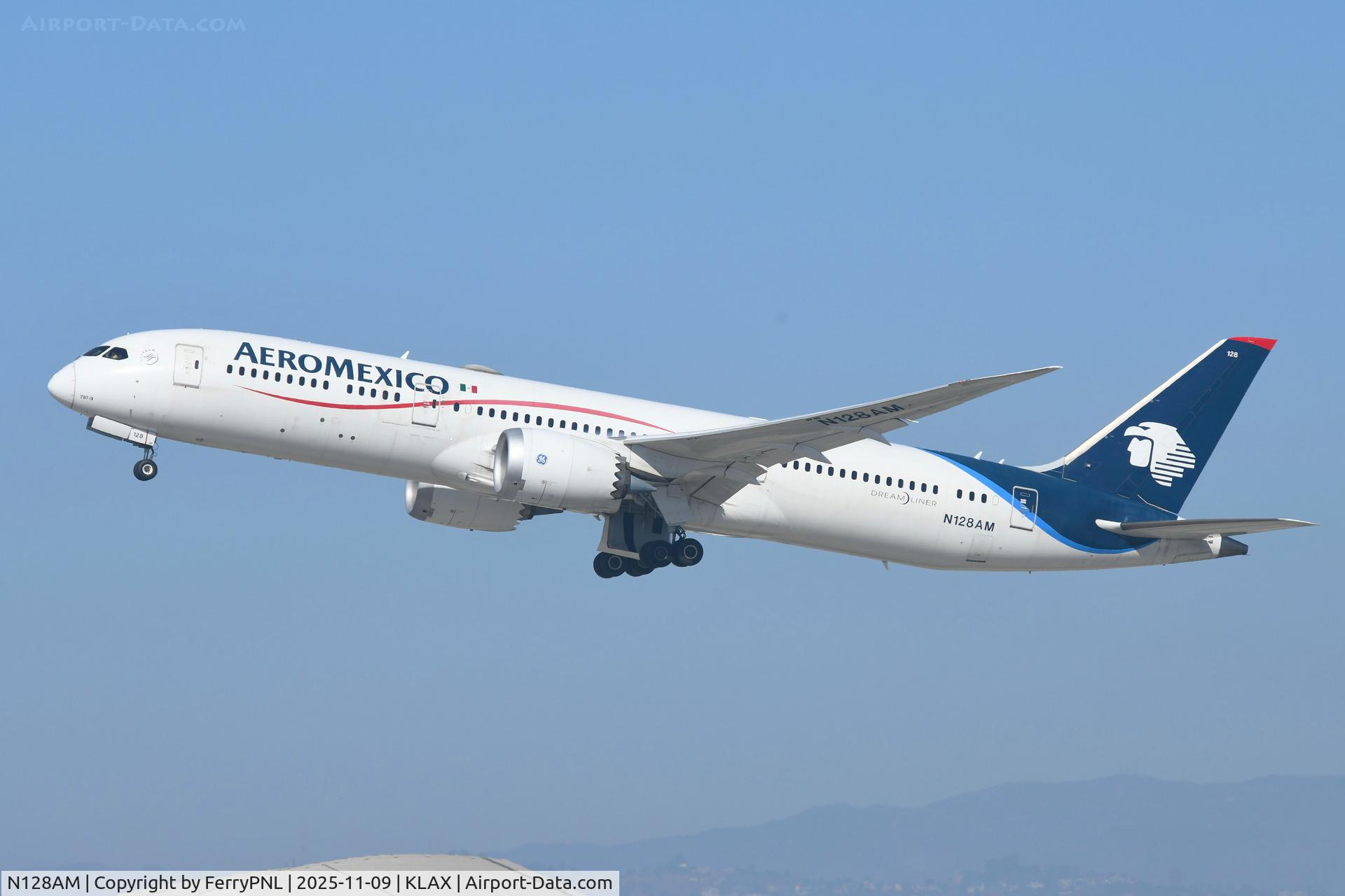 N128AM, 2019 Boeing 787-9 Dreamliner C/N 65313, Aeromexico B789 departing for MEX