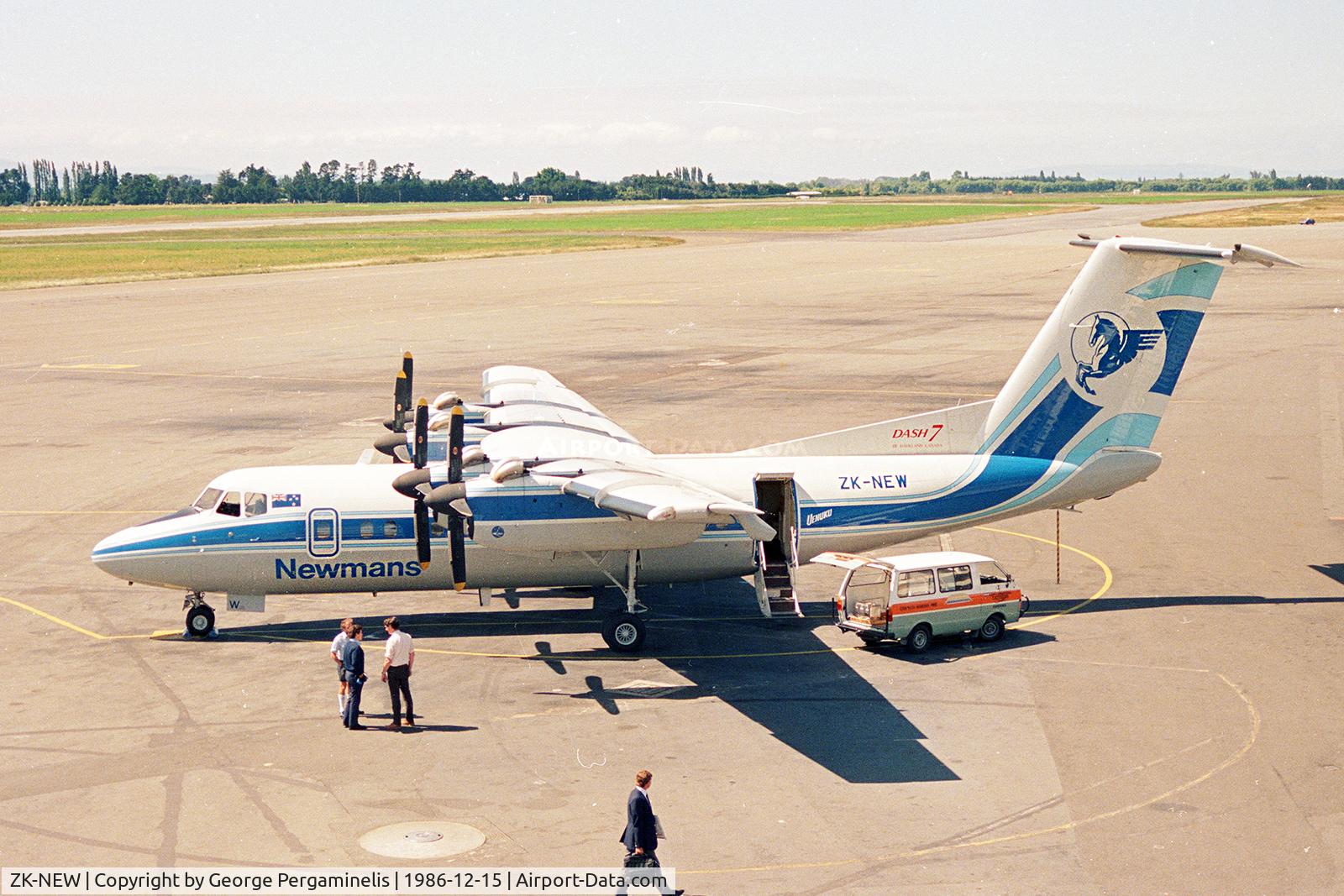 ZK-NEW, de Haviland DHC-7-102 C/N 015, Christchurch airport.