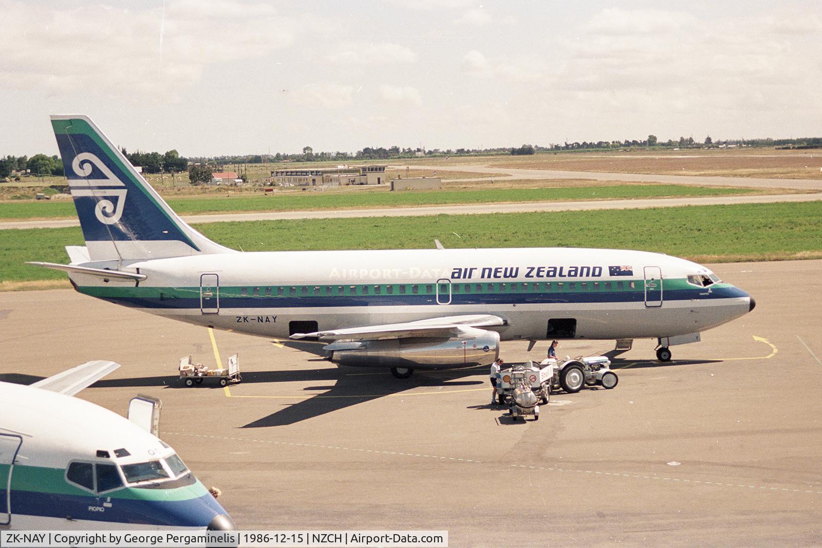 ZK-NAY, 1986 Boeing 737-219 C/N 23475, Christchurch airport.
