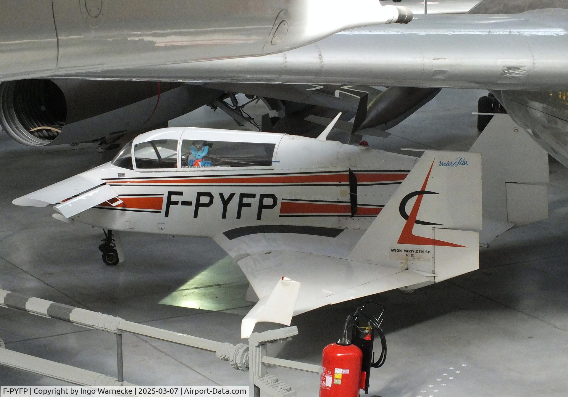 F-PYFP, 1979 Rutan VariViggen SP (Microstar) C/N 072, Rutan (Leo Chagnes) VariViggen / MicroStar (with 2 MicroTurbo jet engines) at the Aeroscopia, Blagnac (Toulouse)