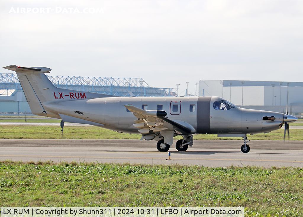 LX-RUM, 2021 Pilatus PC-12 NGX C/N 2145, Taxiing holding point rwy 14L for departure...