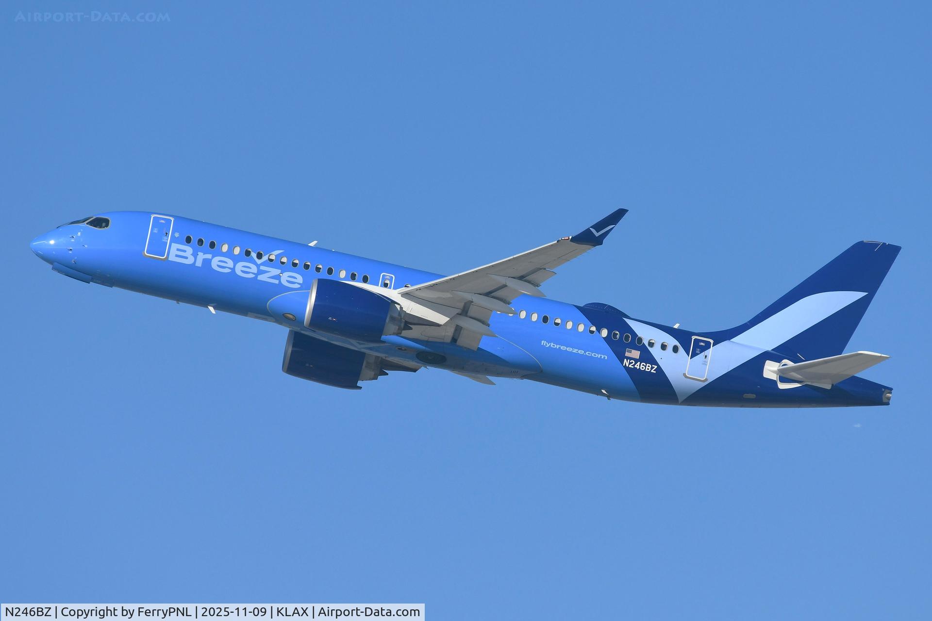 N246BZ, 2025 Airbus A220-300 C/N 55339, A223 Breezing past