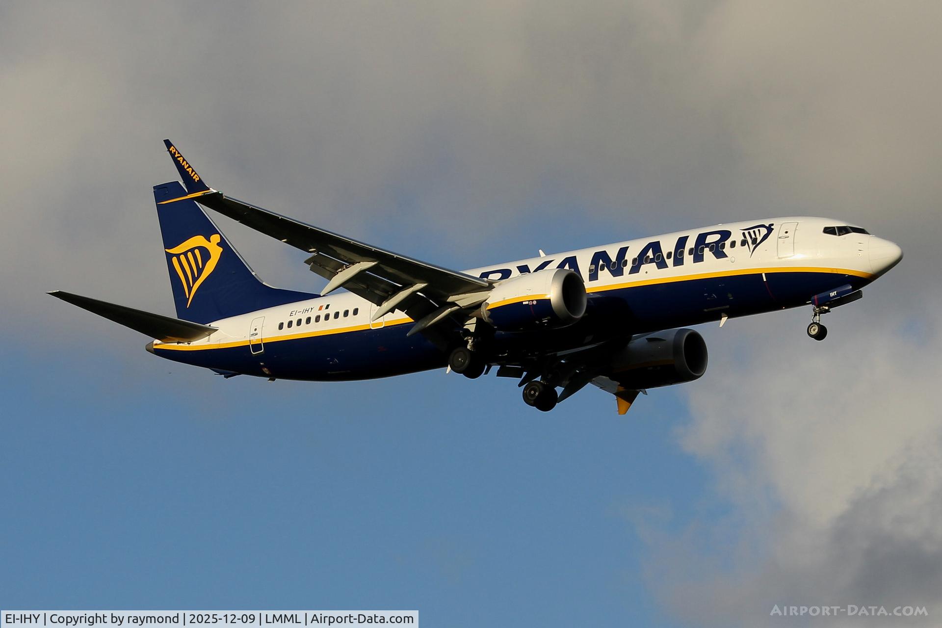 EI-IHY, 2023 Boeing 737-8MAX 200 C/N 67095, Ryanair Boeing 737- 8 MAX 200 reg EI-IHY on final approach in Malta.