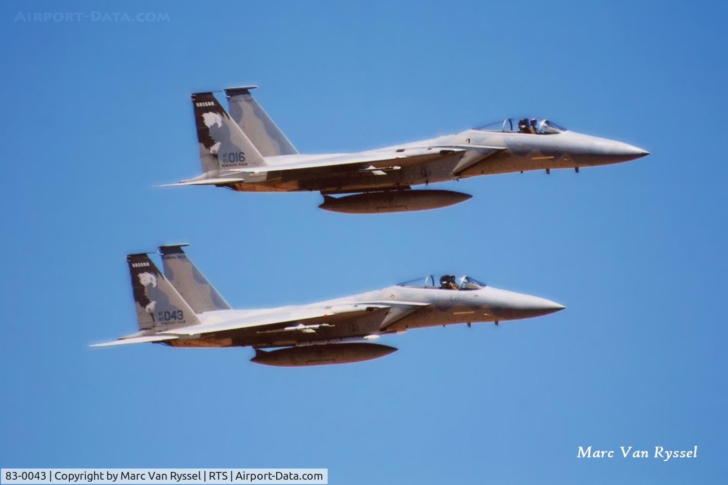 83-0043, 1983 McDonnell Douglas F-15C Eagle Eagle C/N 907/C303, Together with 83-0016 at the Reno Air Races in September 2008.