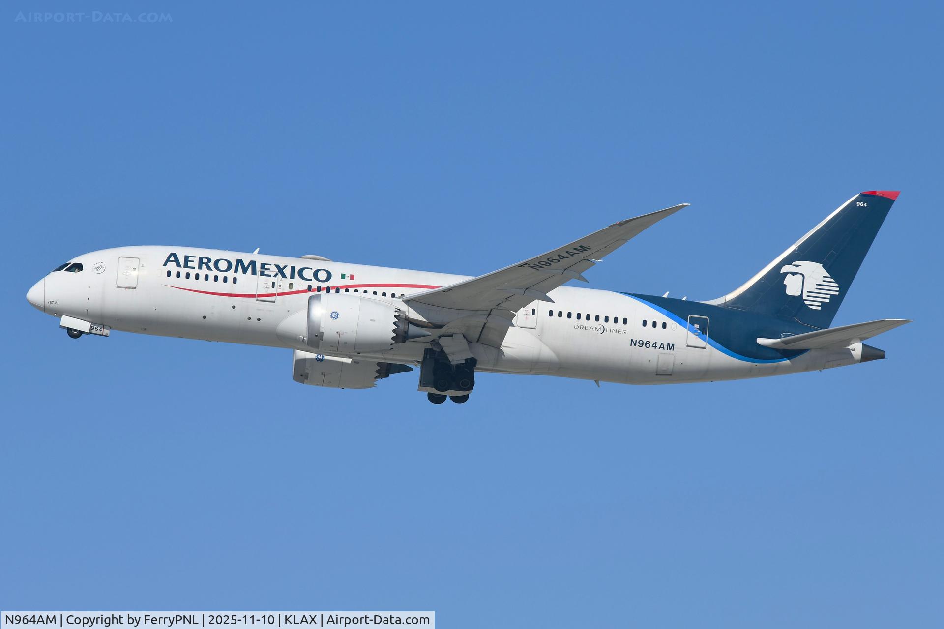 N964AM, 2013 Boeing 787-8 Dreamliner C/N 35307, AeroMexico B788 departing LAX