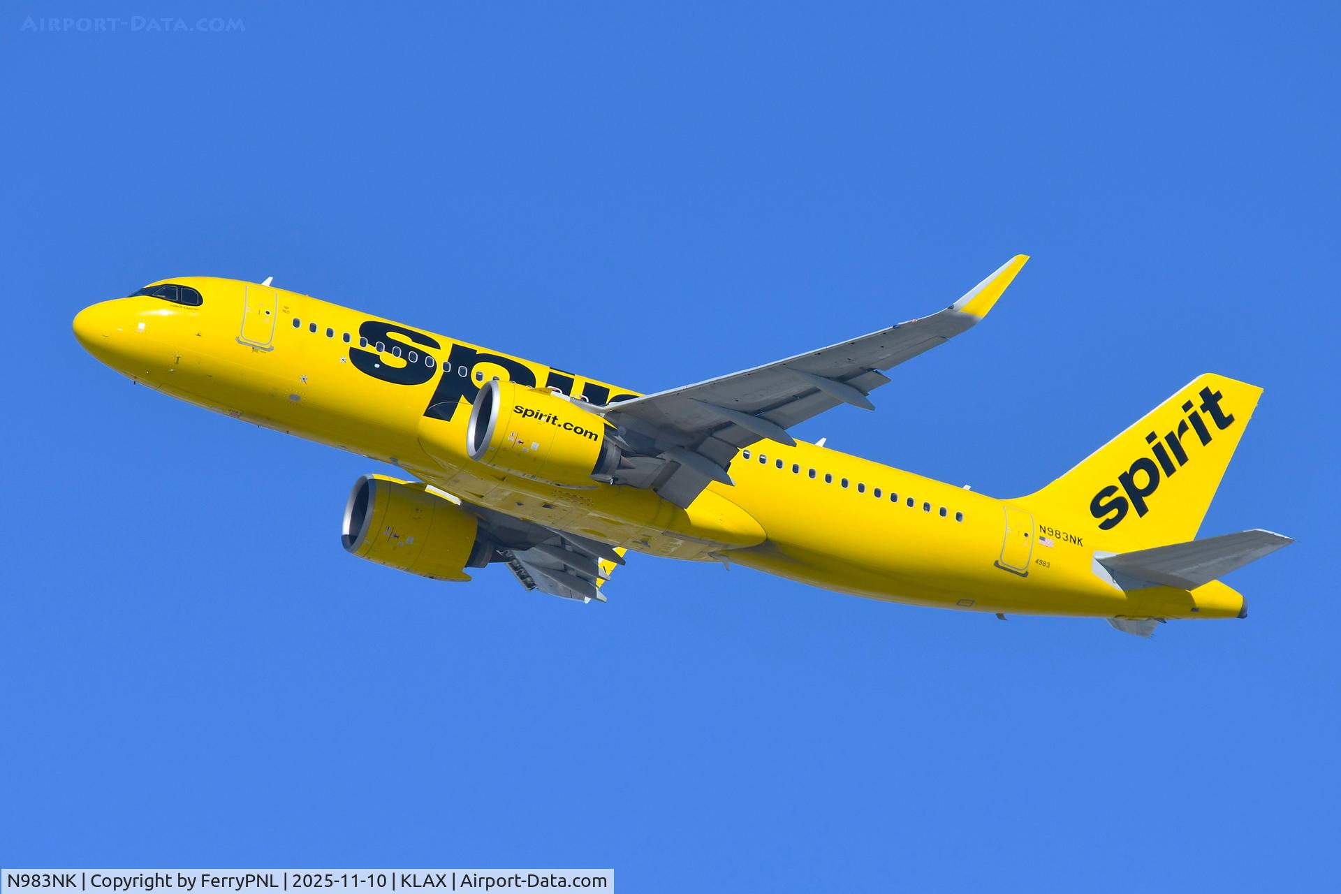 N983NK, 2023 Airbus A320-271N C/N 11511, Spirit A320N departing