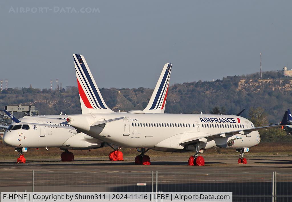 F-HPNE, 2023 Airbus A220-300 C/N 55233, Parked without engines...