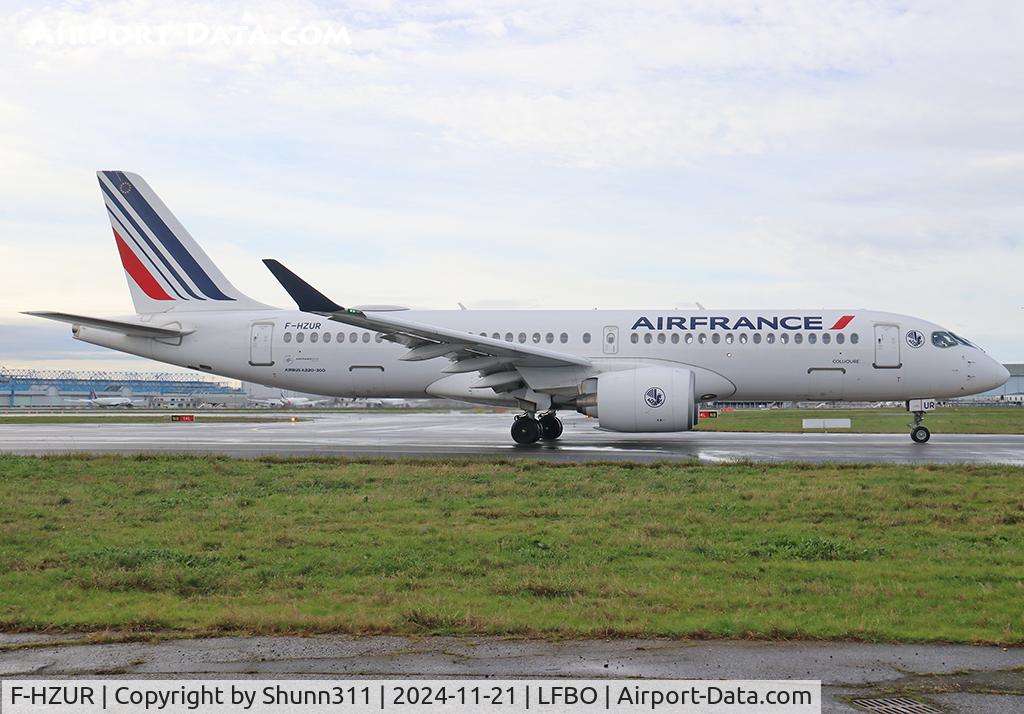 F-HZUR, 2022 Airbus A220-371 C/N 55198, Taxiing holding point rwy 14R for departure...
