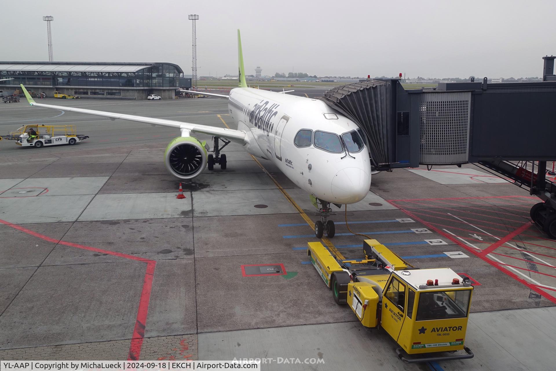 YL-AAP, 2019 Airbus A220-300 C/N 55051, At Kastrup