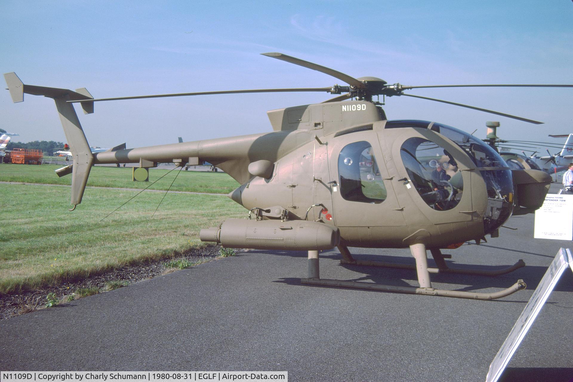 N1109D, 1980 Hughes 369D C/N 800686D, September 1980 at Farnborough