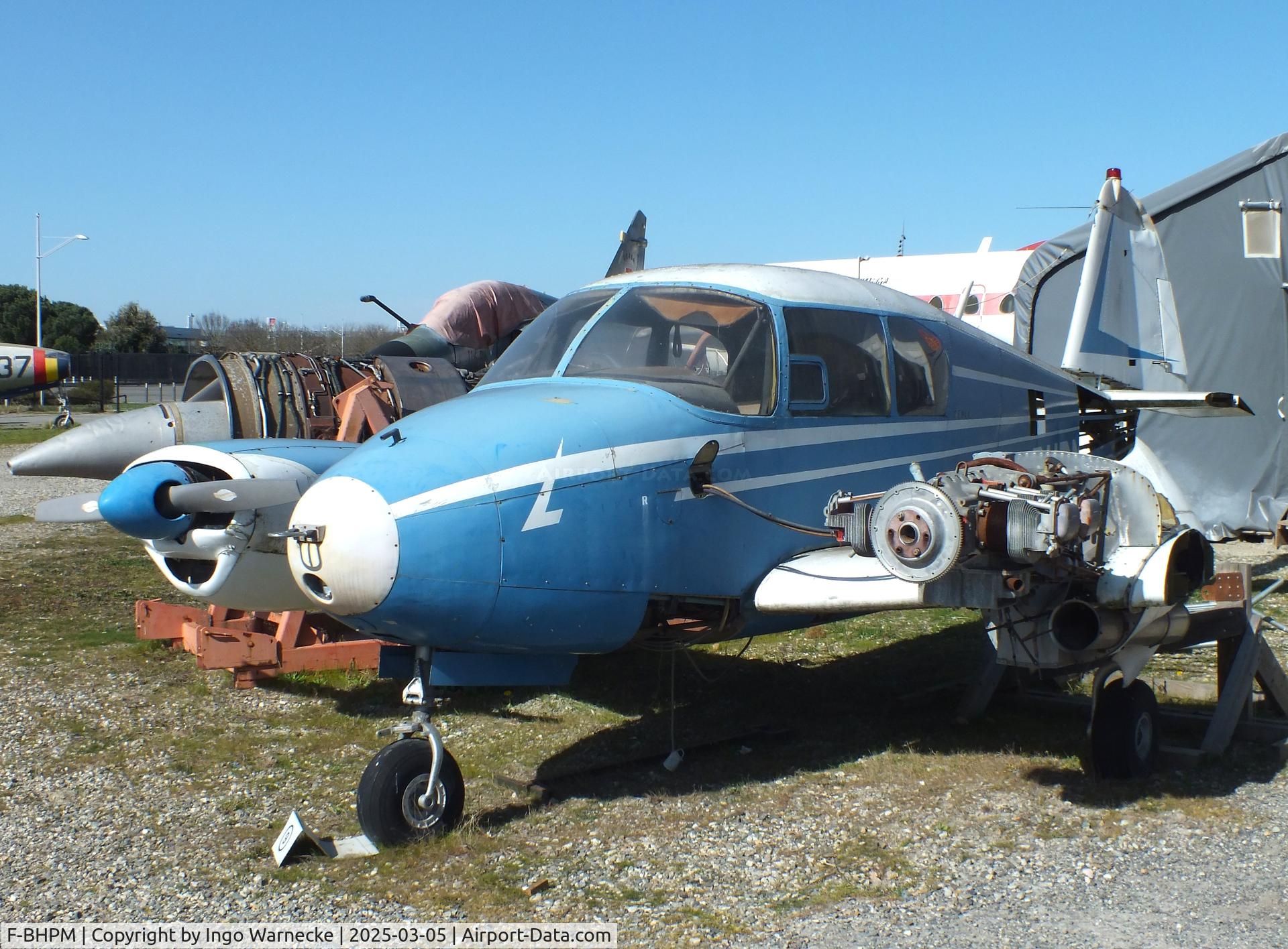 F-BHPM, Piper PA-23 C/N 23-713, Piper PA-23-150 Apache (minus outer wings etc), awaiting restoration at the Ailes Anciennes Toulouse Museum, Blagnac