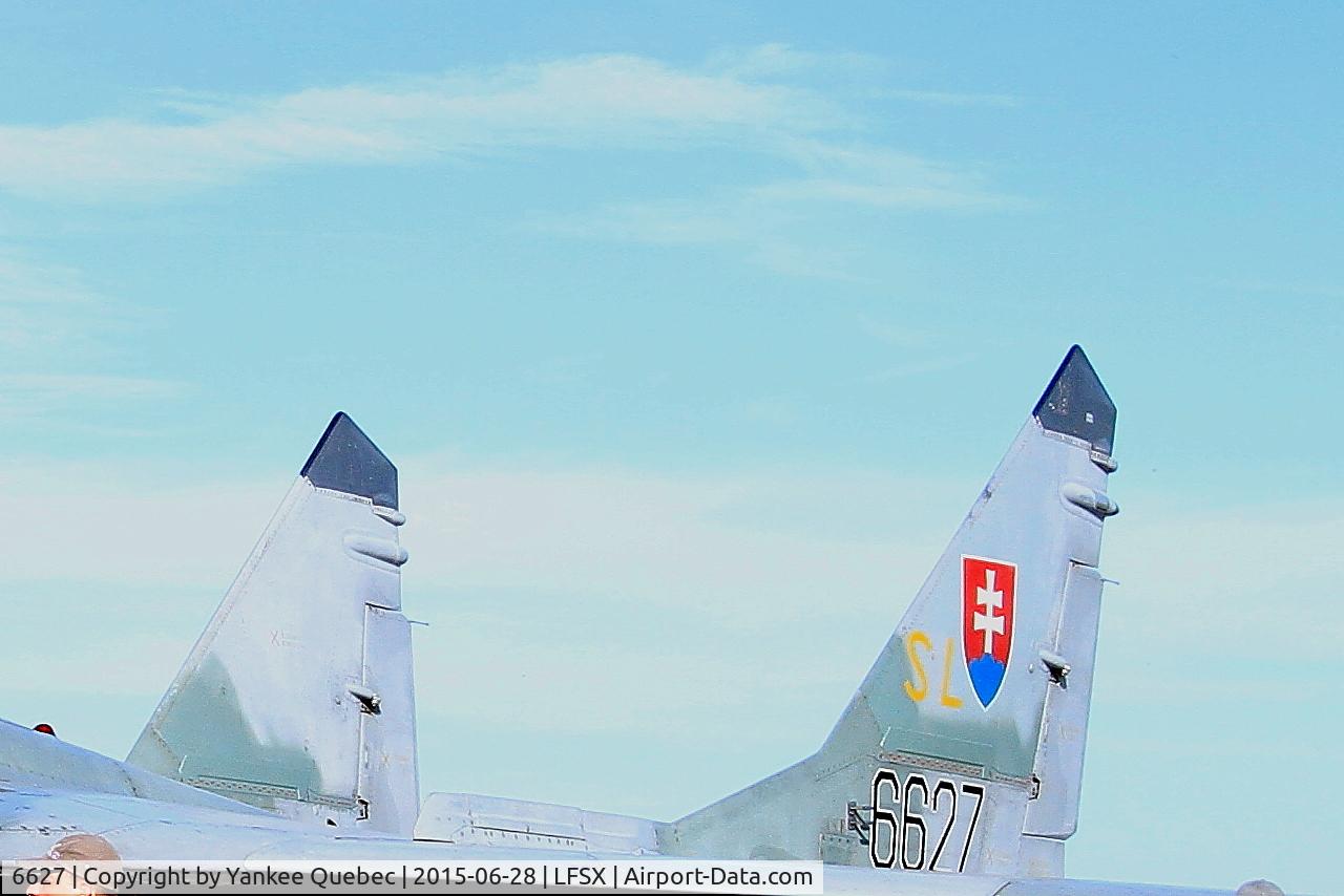 6627, Mikoyan-Gurevich MiG-29AS C/N 2960536066, Mikoyan-Gurevich MiG-29AS, Tail close up view, Static display, Luxeuil-Saint Sauveur Air Base 116 (LFSX)