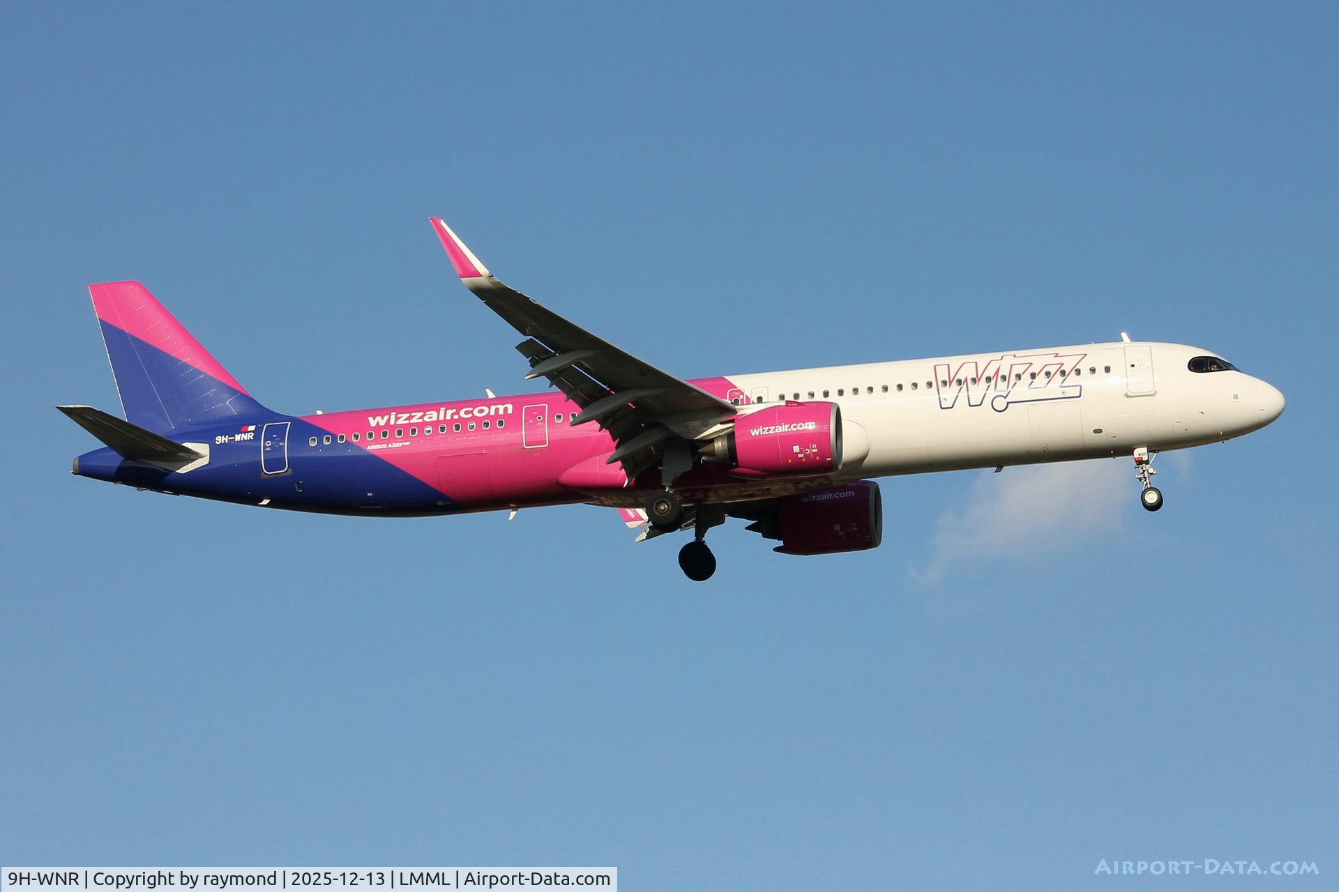 9H-WNR, Airbus 321-271NX C/N 12146, Airbus 321-271NX reg 9H-WNR of Wizzair Malta landing in Malta from Budapest.