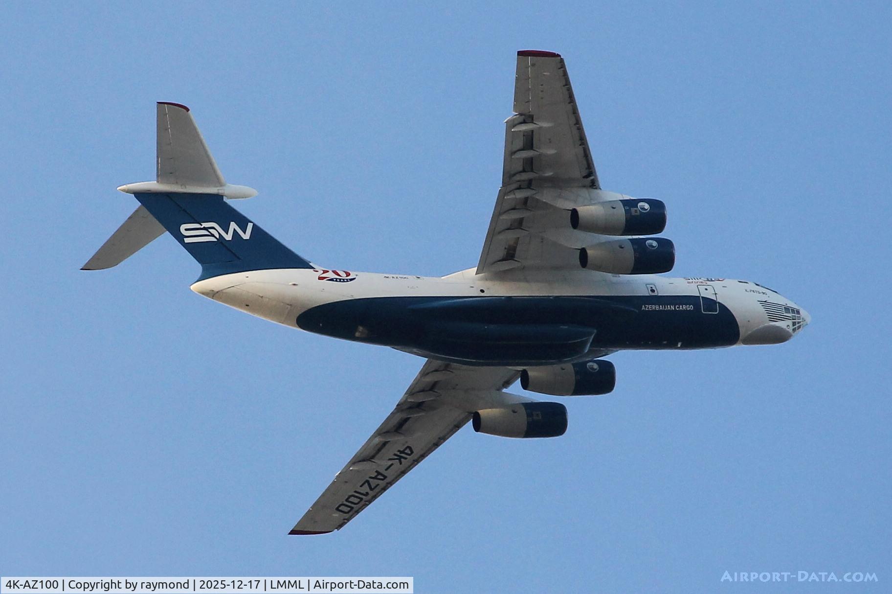 4K-AZ100, Ilyushin Il-76TD-90VD C/N 2073421708, Climbing from RW31, Malta, Silkway Azerbaijan Cargo Ilyushin Il-76TD-90VD reg 
4K-AZ100 after a night stop.