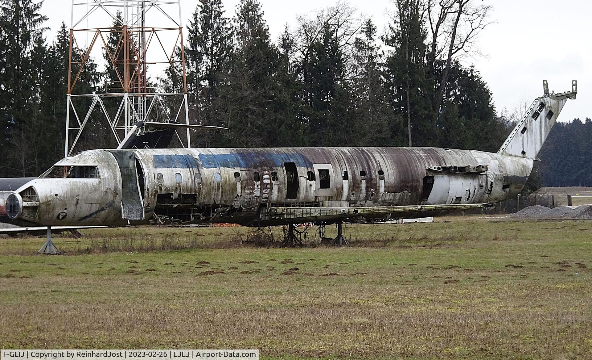 F-GLIJ, 1995 Canadair CRJ-100ER (CL-600-2B19) C/N 7081, Canadair Regional Jet ex-F-FLJI of Air Littoral in the firefighter trainig aerea at Ljubljana Airport, Slovenija