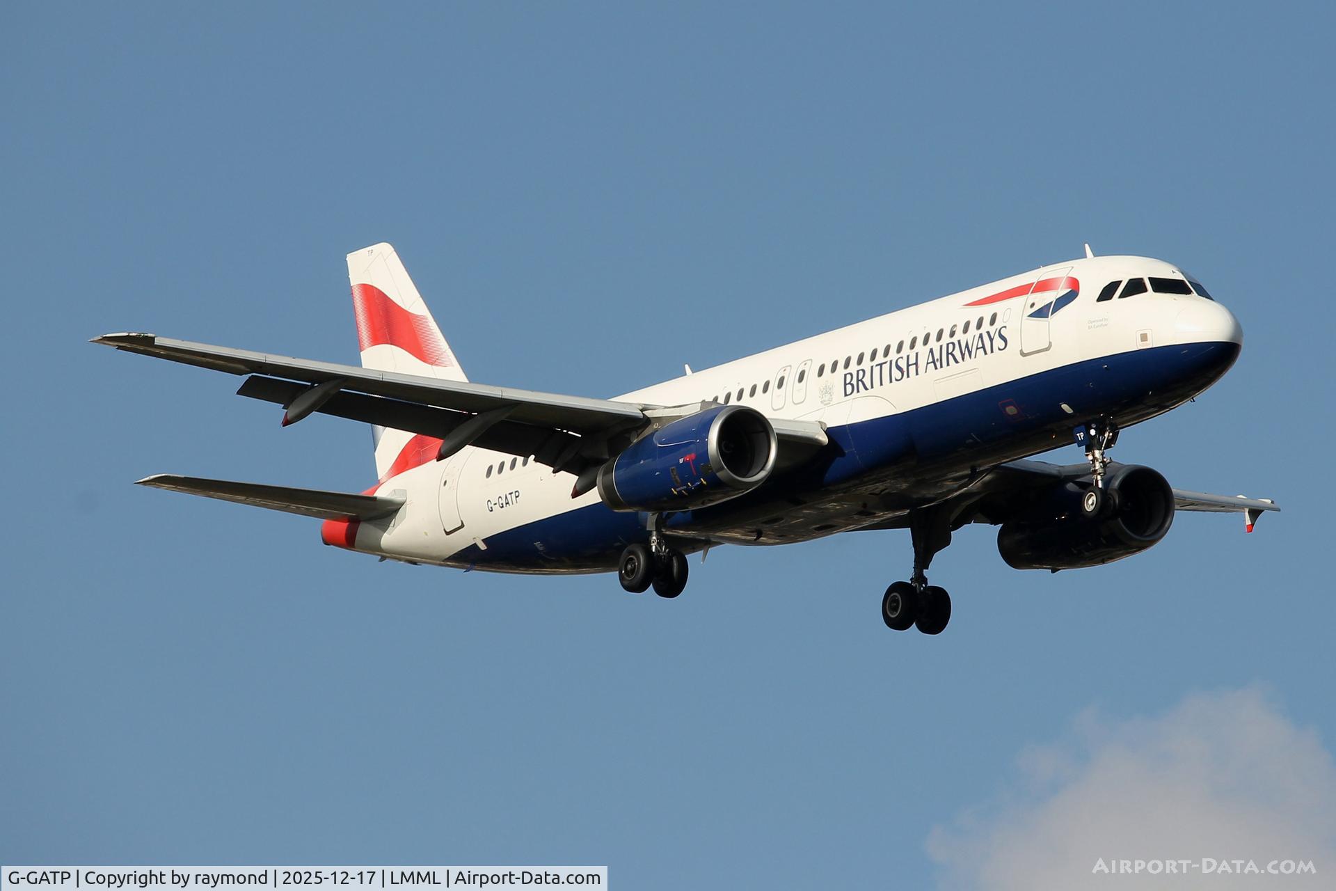 G-GATP, 2002 Airbus A320-232 C/N 1804, British Airways Airbus A320-232 reg G-GATP on final approach RW13 Malta arriving from London Gatwick.