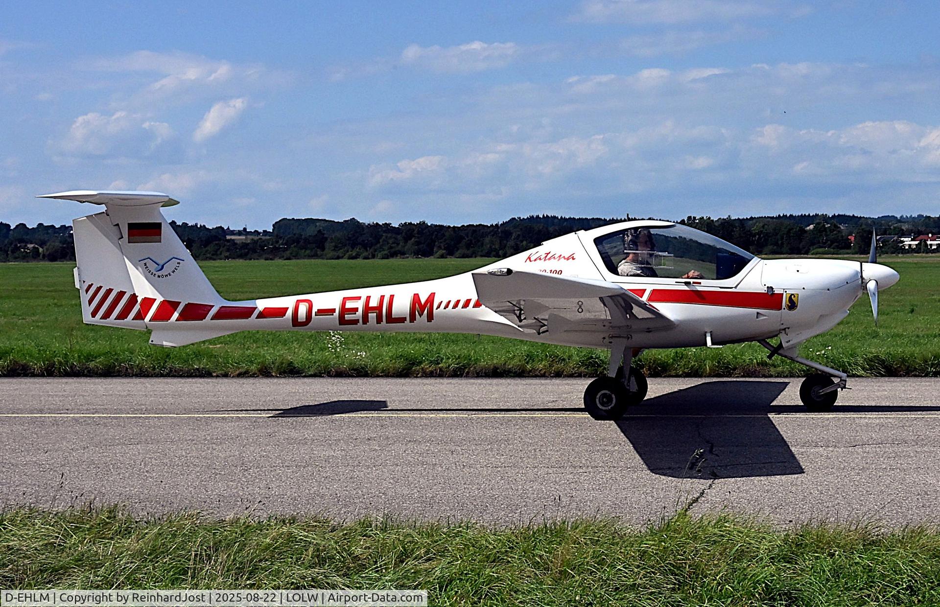 D-EHLM, Diamond DA-20-A1 Katana C/N 10229, With Weisse Moewe (White Gull, a local flying club) Wels titles during the Rotax Days 2025 at its homebase LOLW, Austria