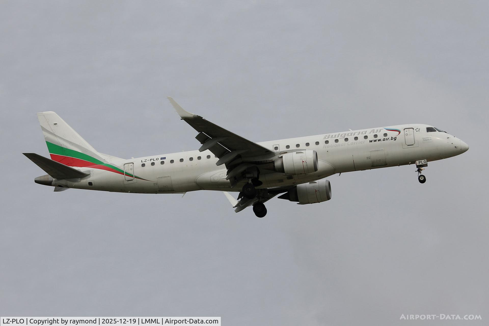 LZ-PLO, 2012 Embraer 190AR (ERJ-190-100IGW) C/N 19000584, Embraer 190AR reg LZ-PLO of Bulgaria Air landing in Malta RW13  on a scheduled flight for Air Serbia from Belgrade.