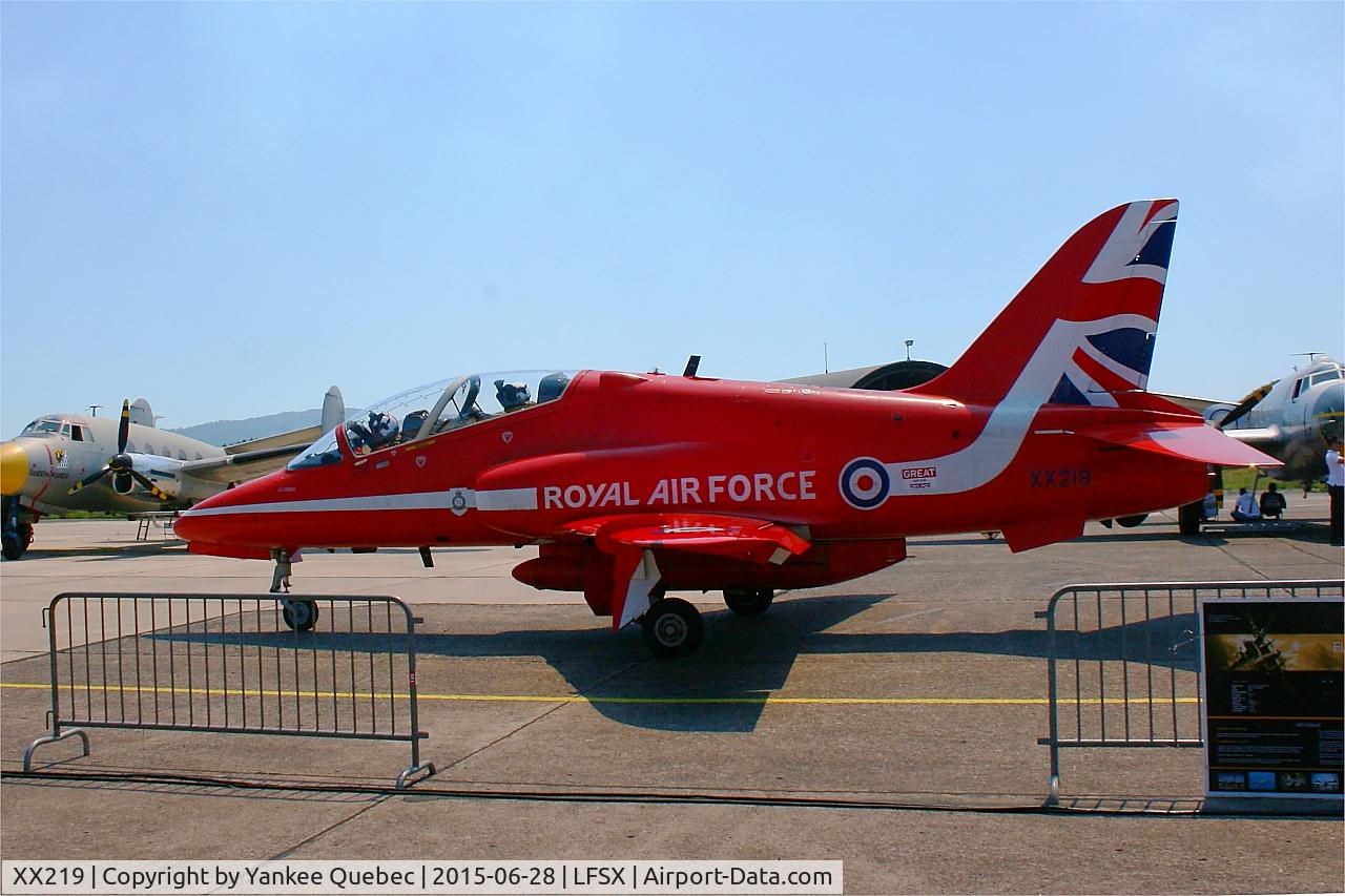 XX219, 1978 Hawker Siddeley Hawk T.1A C/N 055/312055, Red Arrows Hawker Siddeley Hawk T.1A, Luxeuil-Saint Sauveur Air Base 116 (LFSX)