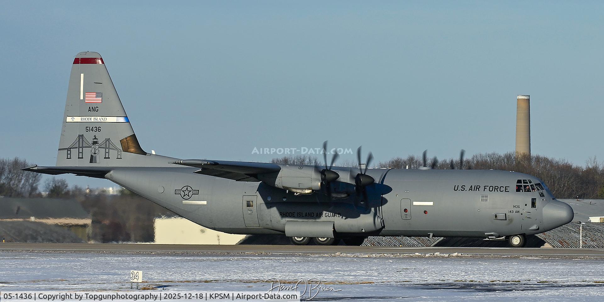 05-1436, 2005 Lockheed Martin C-130J-30 Super Hercules C/N 382-5575, Rhode Island wing plane with the Narragansett Bridge on its tail.