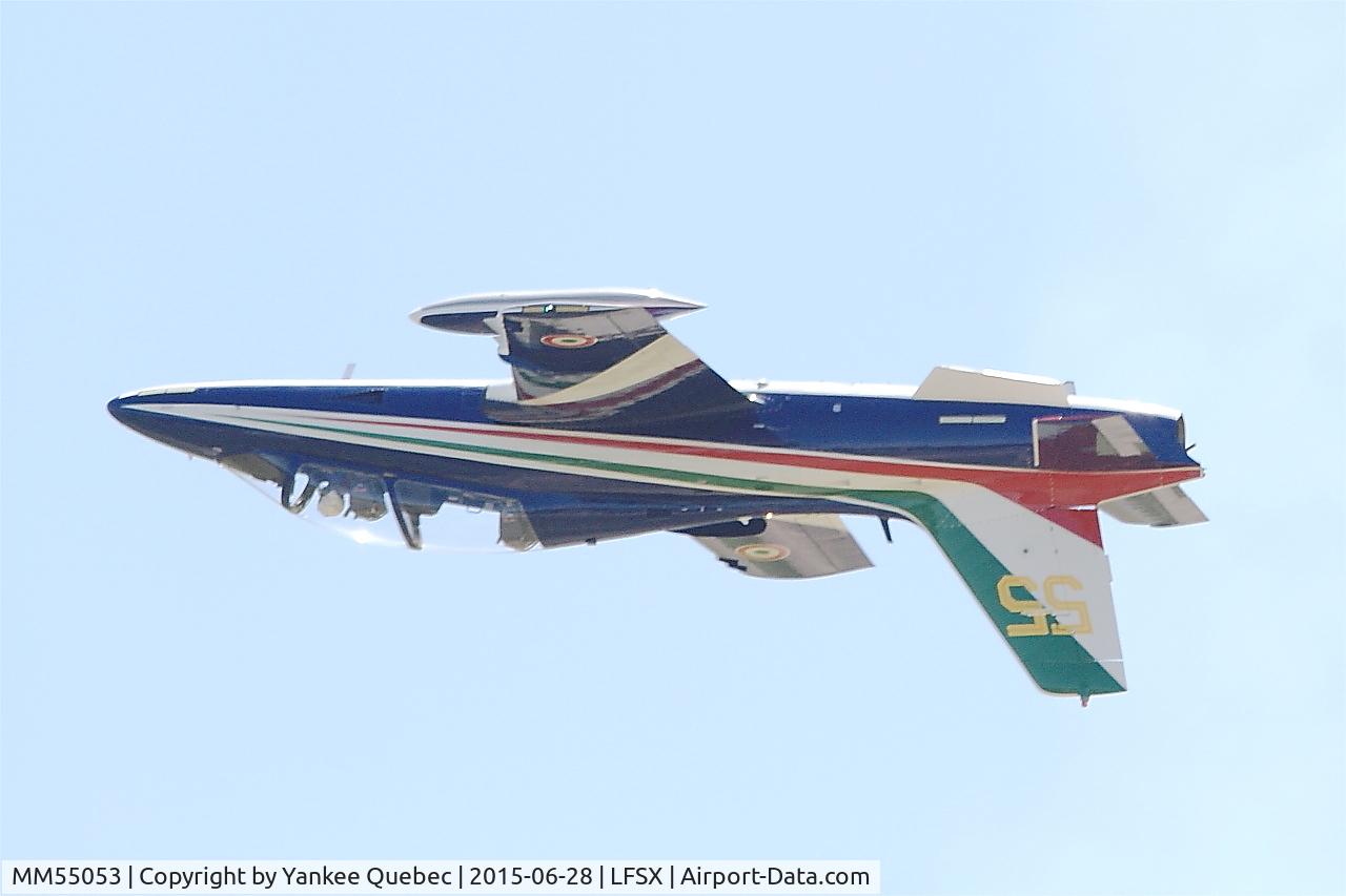 MM55053, Aermacchi MB-339PAN C/N 6847/187/AA084, Aermacchi MB-339PAN, N°55 of Frecce Tricolori Aerobatic Team 2015, On display, Luxeuil-Saint Sauveur Air Base 116 (LFSX)