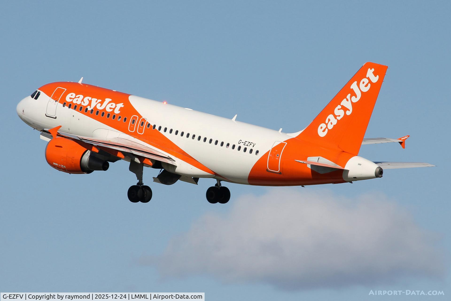 G-EZFV, 2010 Airbus A319-111 C/N 4327, Easyjet Airbus A319-111 reg G-EZFV on the climbout of RW31 departing from Malta.