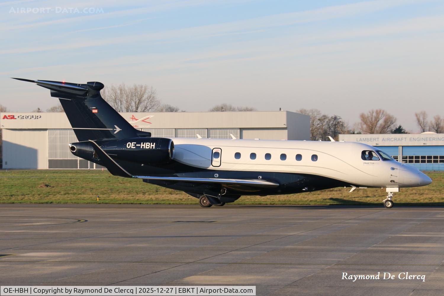 OE-HBH, 2025 Embraer EMB-550 Praetor 600 C/N 55020223, OE-HBH operated by Sparfell Aero at Kortrijk Airport.